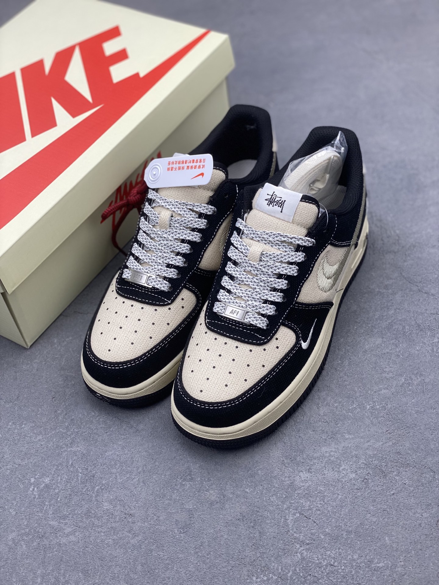 Nike Air Force 1 '07 Low Black and Beige Limited Edition Sneakers 9 i1740414106542 2530 0 7