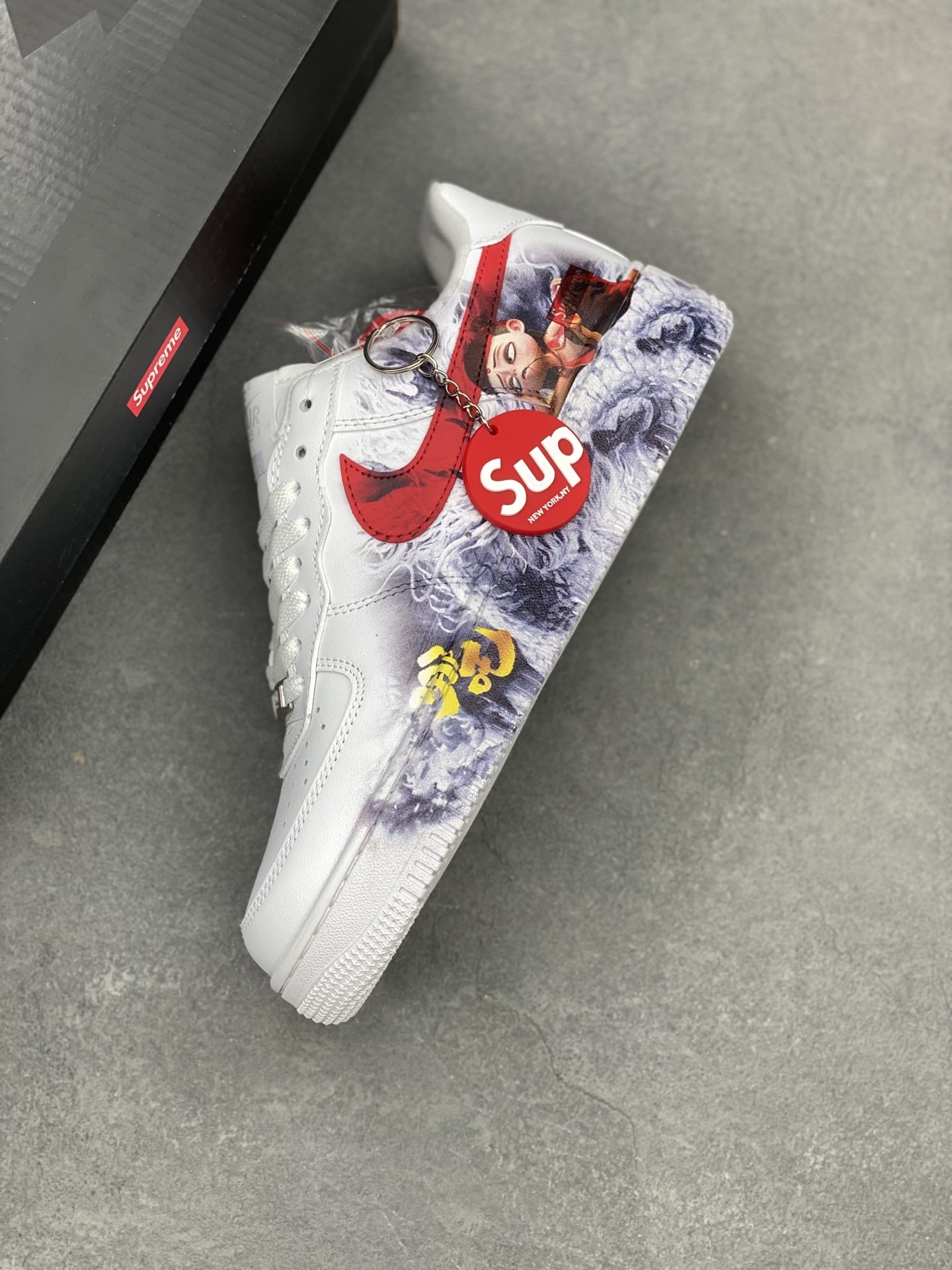 Nike Air Force 1 '07 Custom White/Red Athletic Shoes - Limited Edition 8 i1740673826593 7410 0 6