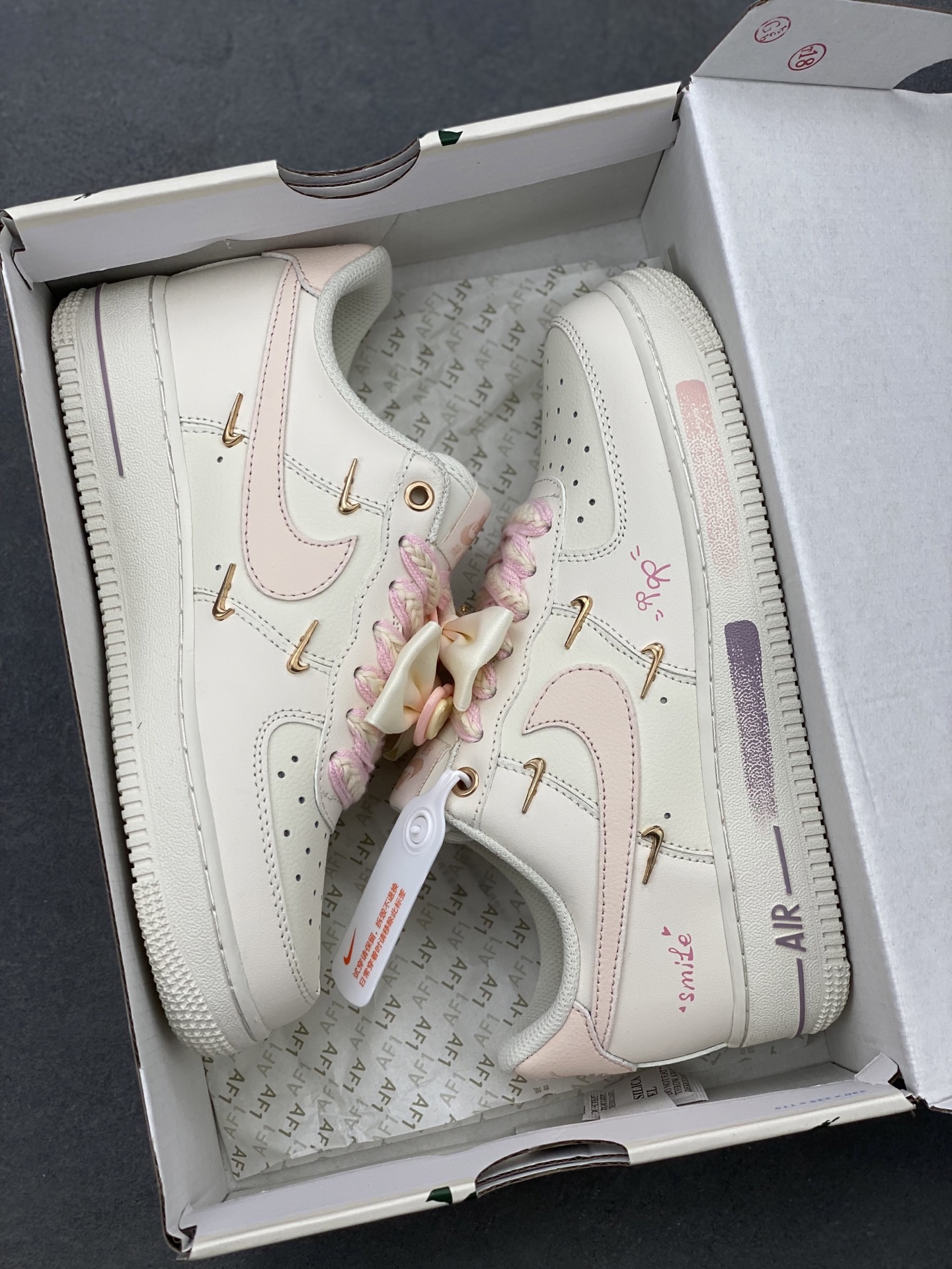 Nike Air Force 1 '07 Custom 'Love Bow' Sneakers - Stylish & Unique 10 i1740758481990 8610 0 8