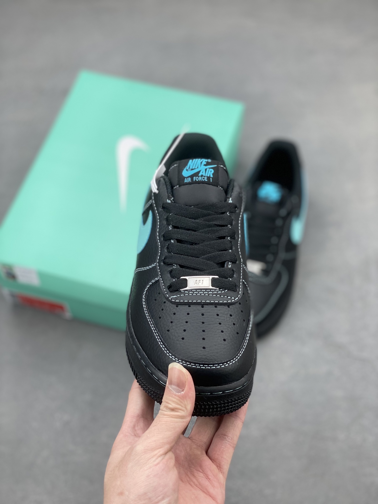 Nike Air Force 1 '07 Low Black/Tiffany Stitching HQ2037-002, All Sizes Available 3 i1740846901951 9777 0 1