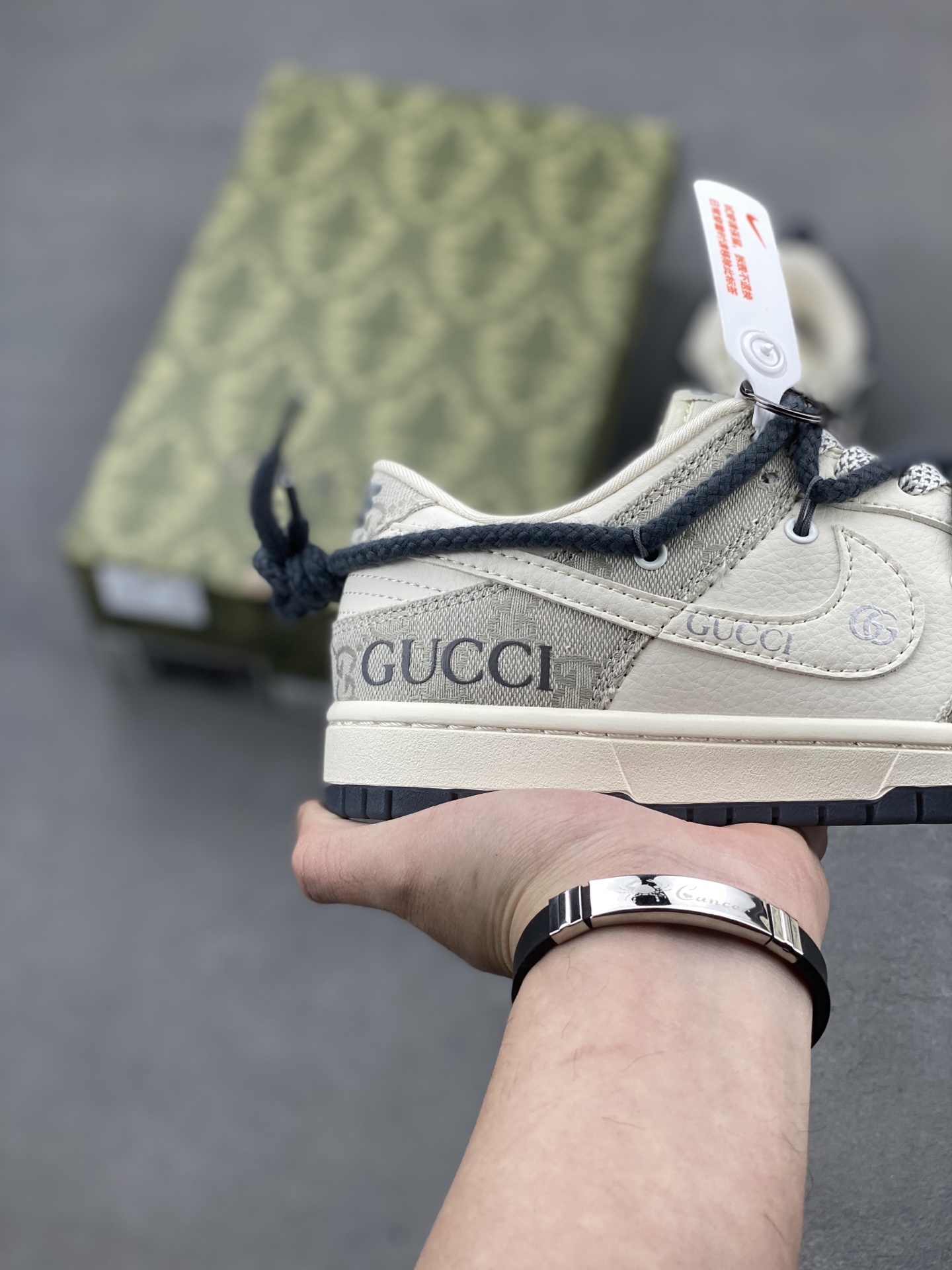 Nike SB Dunk Low "Gucci" Custom Sneakers - Grey & White Designer Shoes 5 i1740851703035 4817 0 4