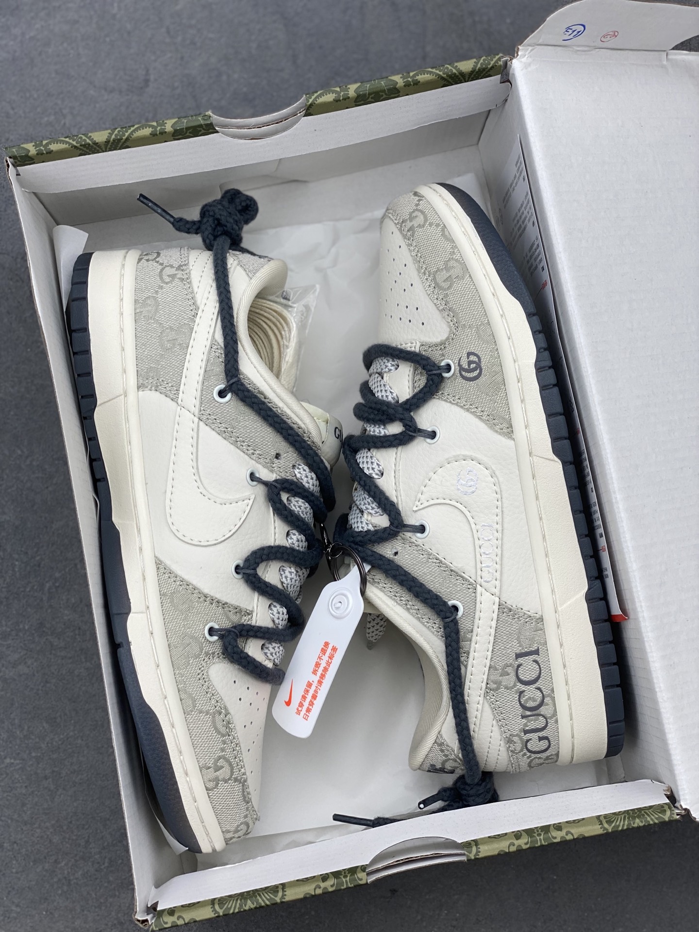 Nike SB Dunk Low "Gucci" Custom Sneakers - Grey & White Designer Shoes 9 i1740851703085 5671 0 8