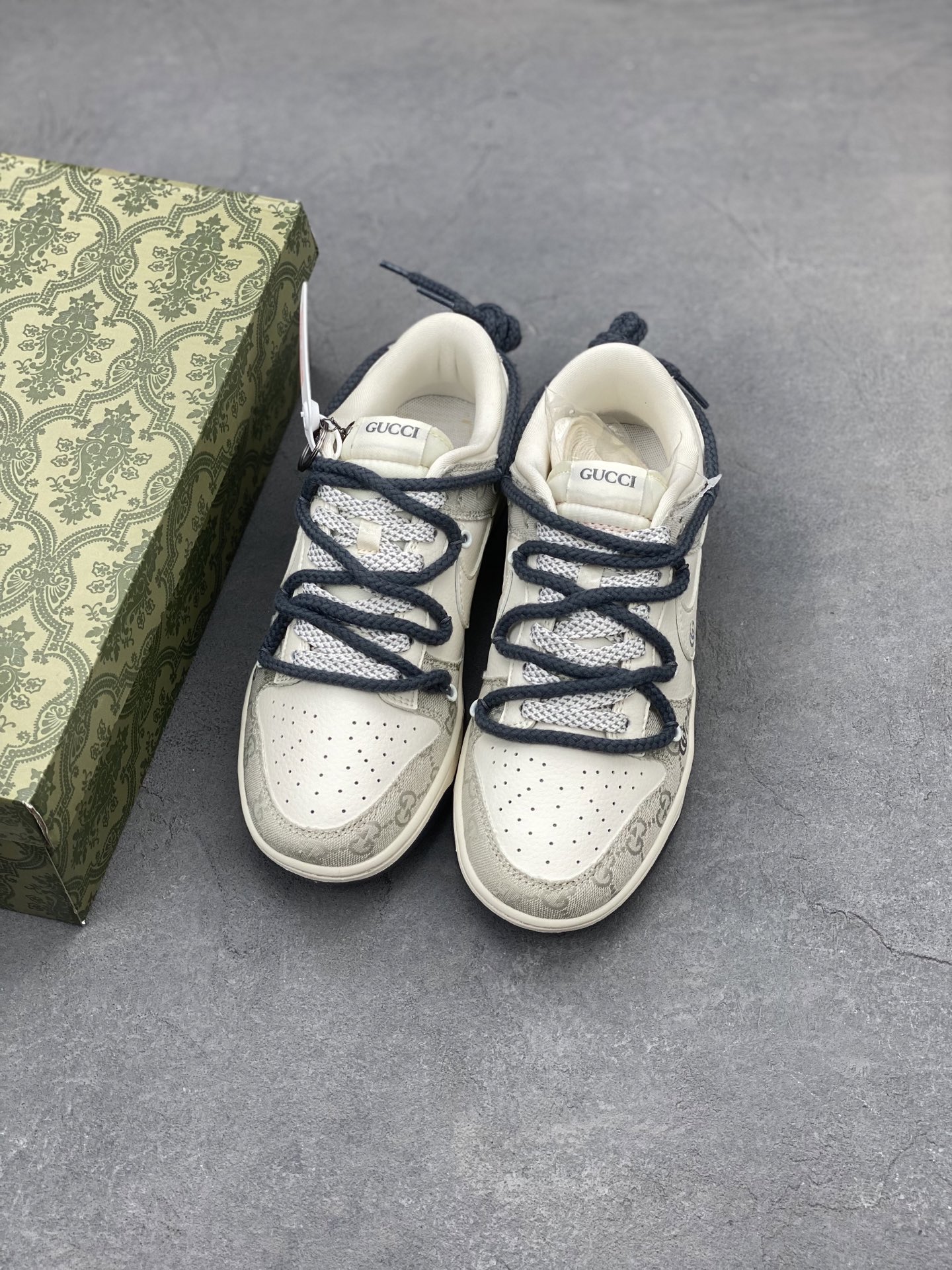 Nike SB Dunk Low "Gucci" Custom Sneakers - Grey & White Designer Shoes 8 i1740851703097 9238 0 7