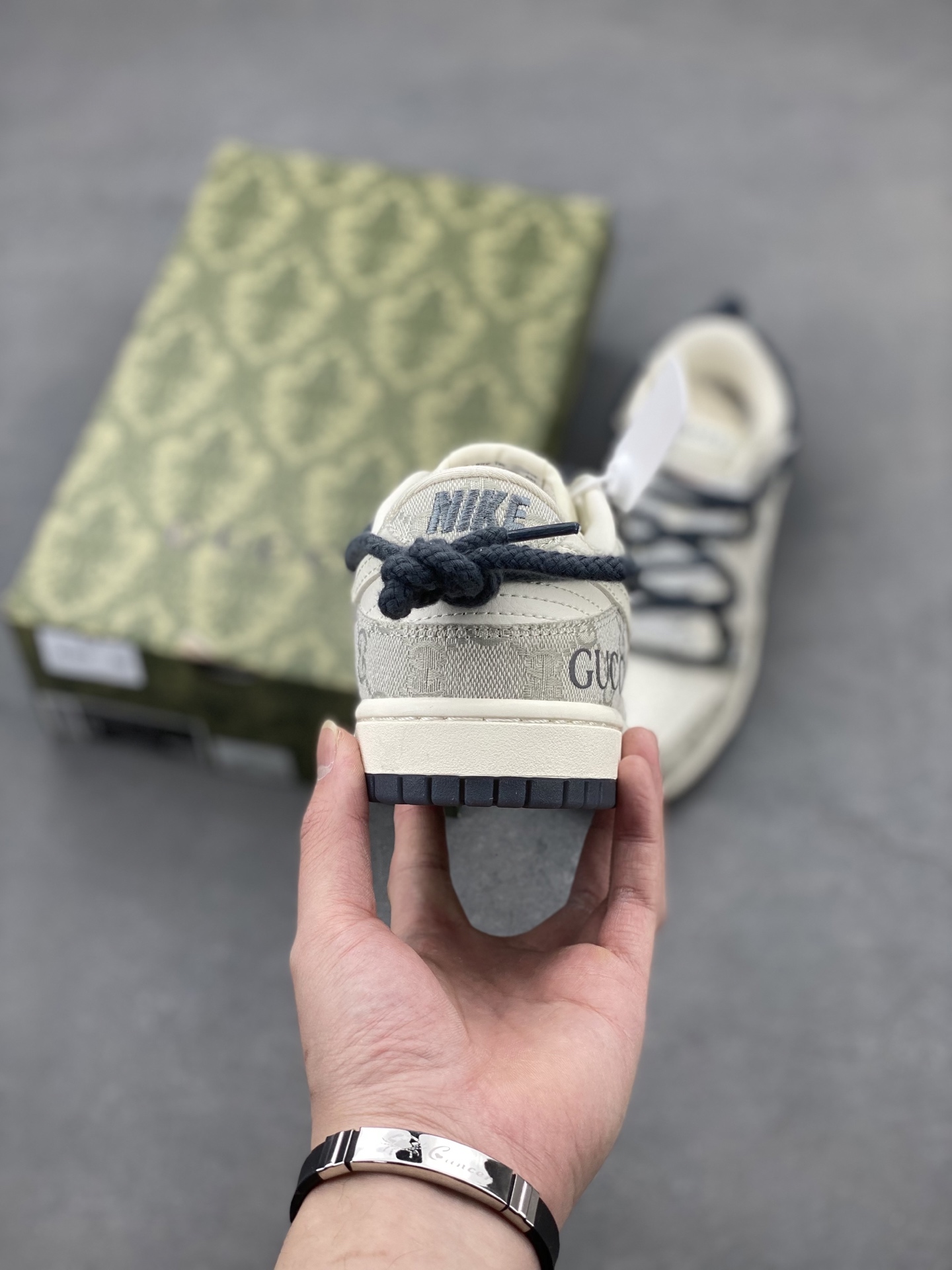 Nike SB Dunk Low "Gucci" Custom Sneakers - Grey & White Designer Shoes 4 i1740851703132 4384 0 3