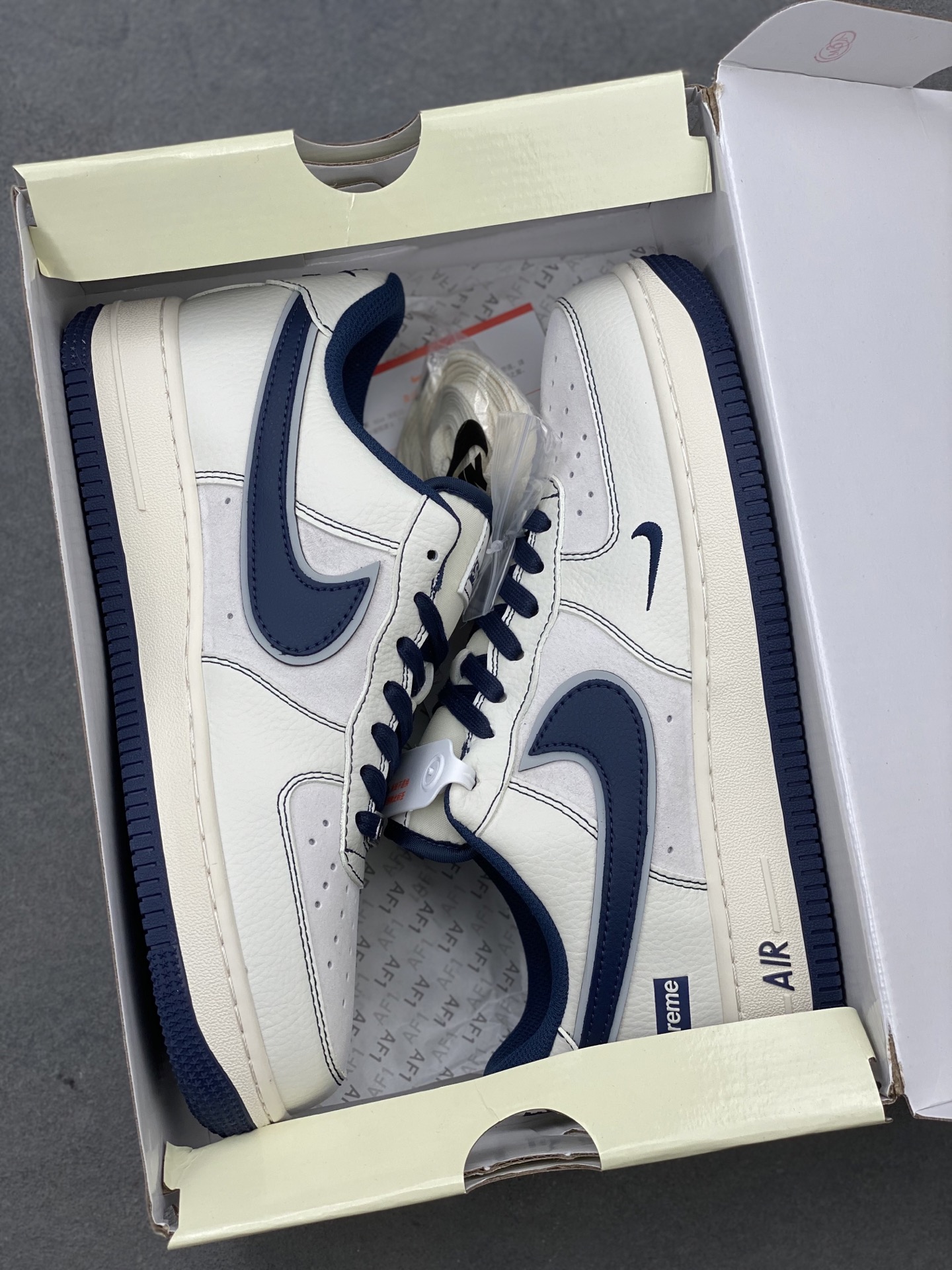 Nike Air Force 1 '07 Low Supreme Collab Sneakers - Beige/Blue, Limited Edition 10 i1741277449045 1649 0 8