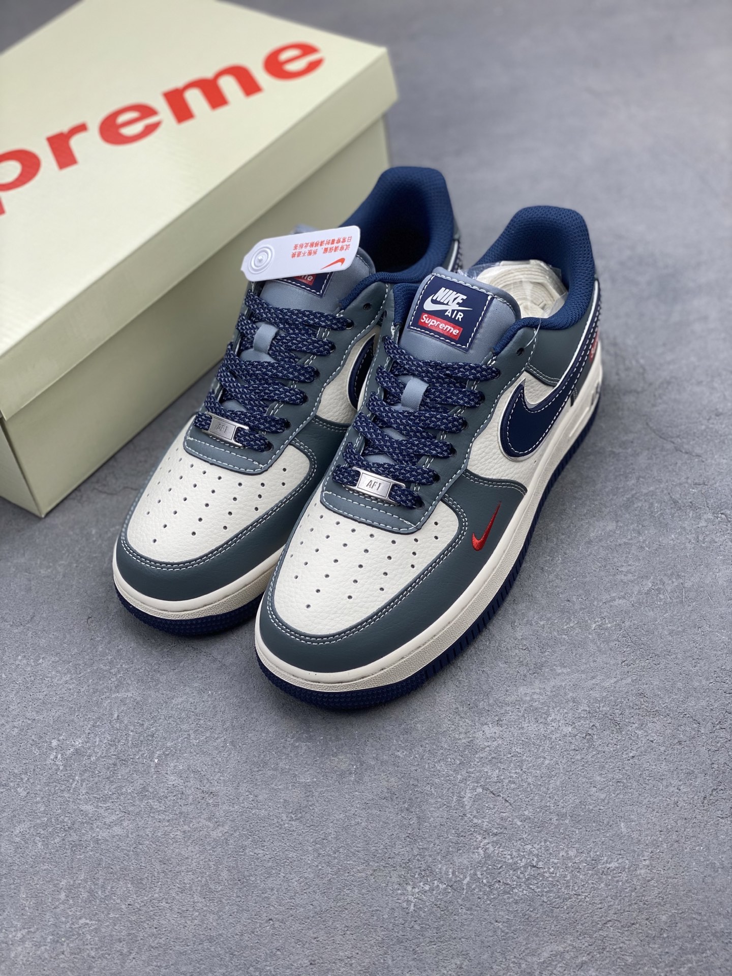 Nike Air Force 1 Low 07 x Supreme Sneakers - Navy/Grey, Various Sizes 9 i1741363296776 7773 0 7