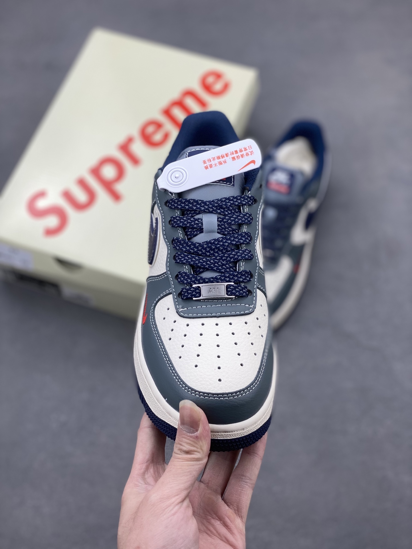 Nike Air Force 1 Low 07 x Supreme Sneakers - Navy/Grey, Various Sizes 3 i1741363296777 4743 0 1
