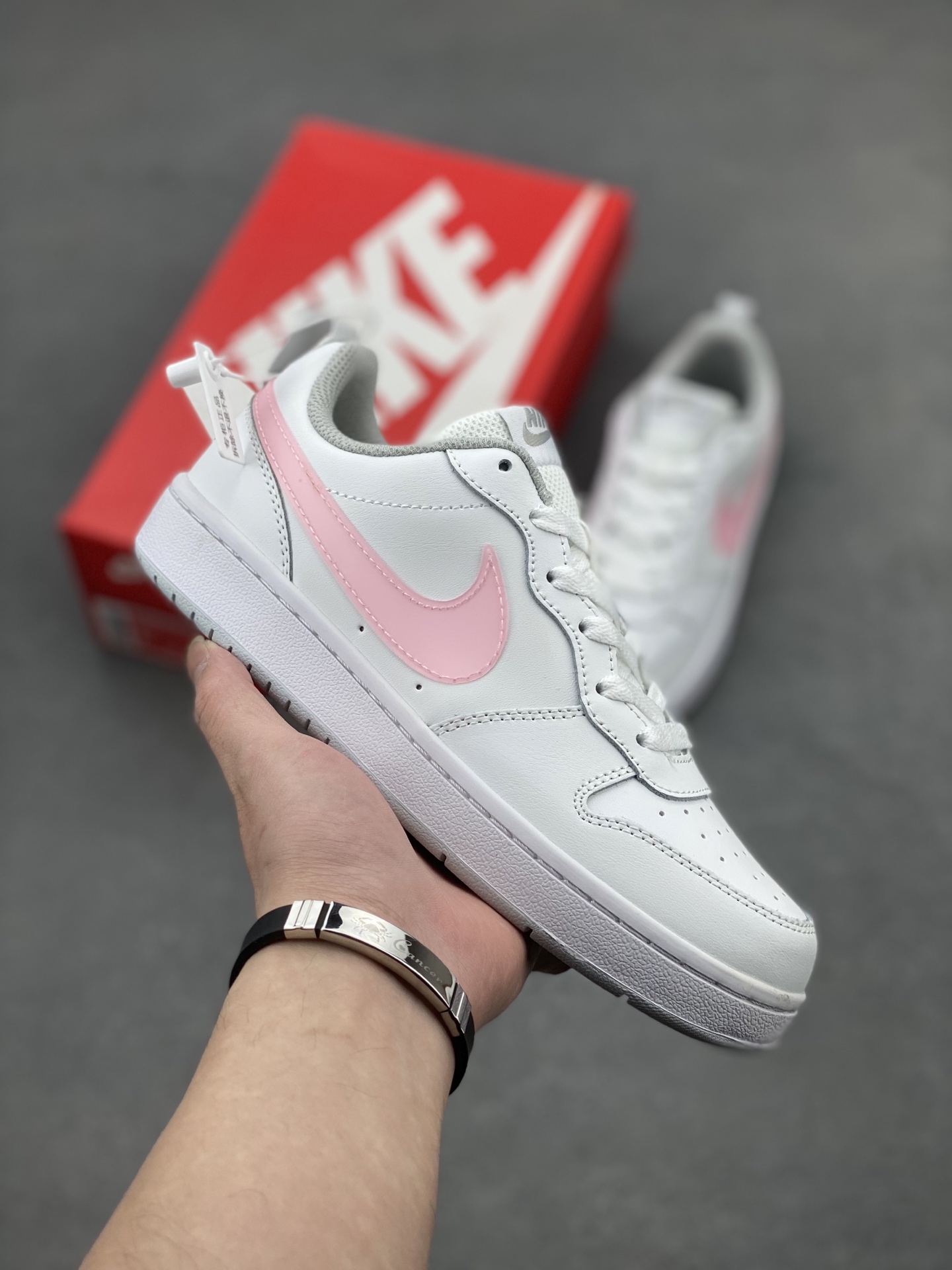 Nike Court Borough Low White/Pink Leather Sneaker - Durable, Breathable Comfort 2 i1741710881919 4794 0 0