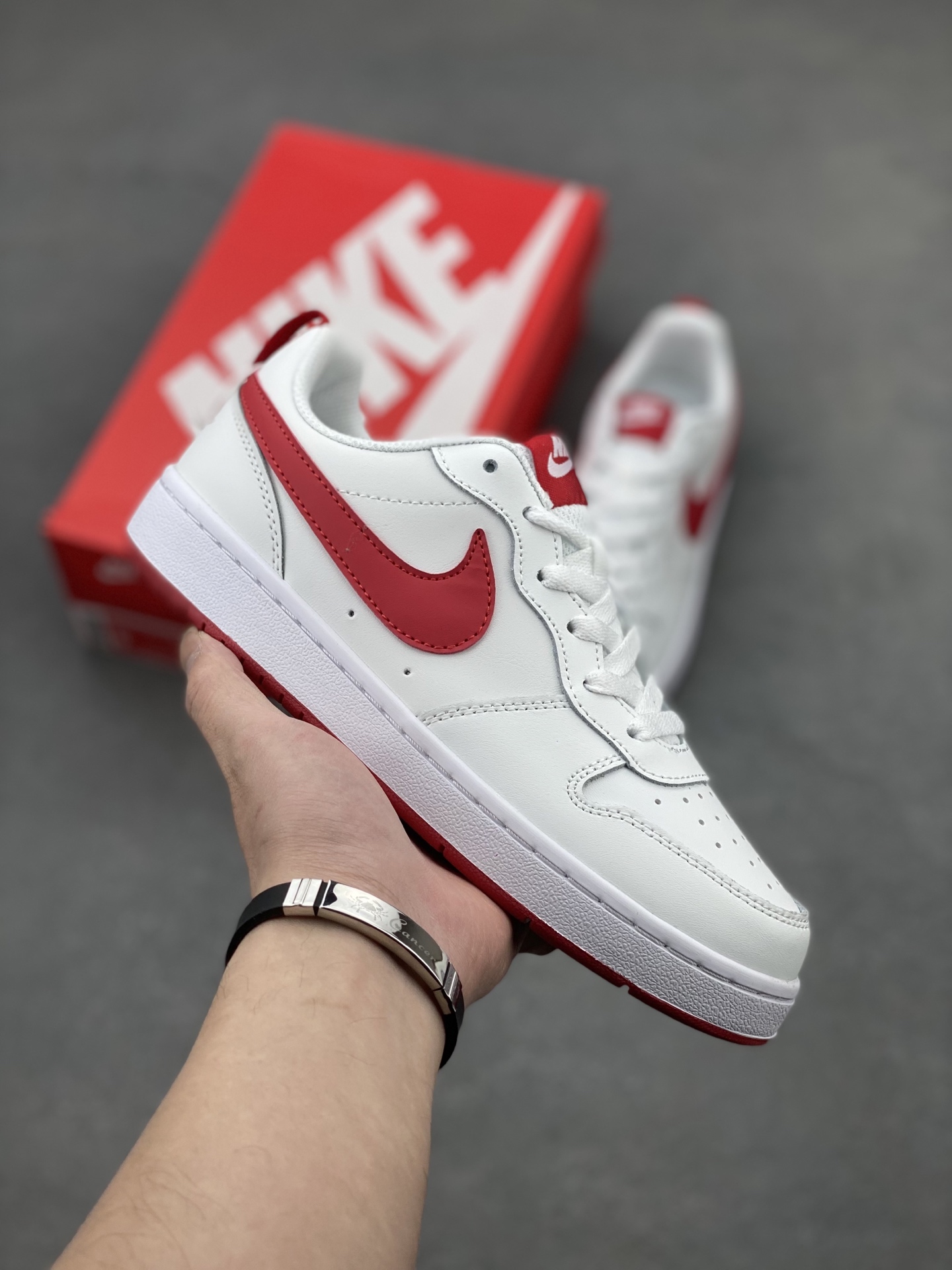 Nike Court Borough Low White/Red Leather Fashion Sneakers Unisex Shoes 2 i1741710924807 4675 0 0
