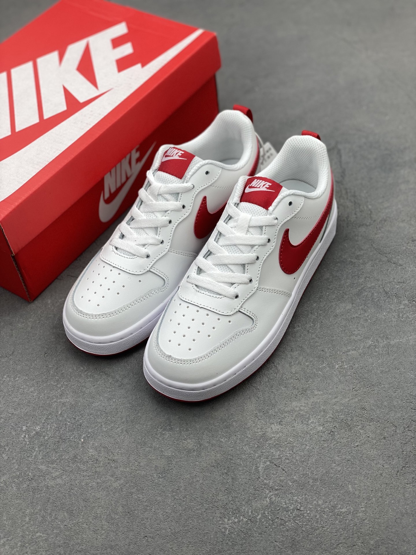 Nike Court Borough Low White/Red Leather Fashion Sneakers Unisex Shoes 9 i1741710927278 6964 0 7