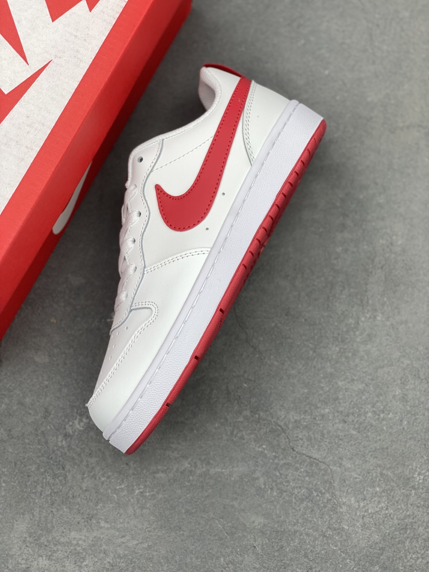 Nike Court Borough Low White/Red Leather Fashion Sneakers Unisex Shoes 8 i1741710930033 6049 0 6