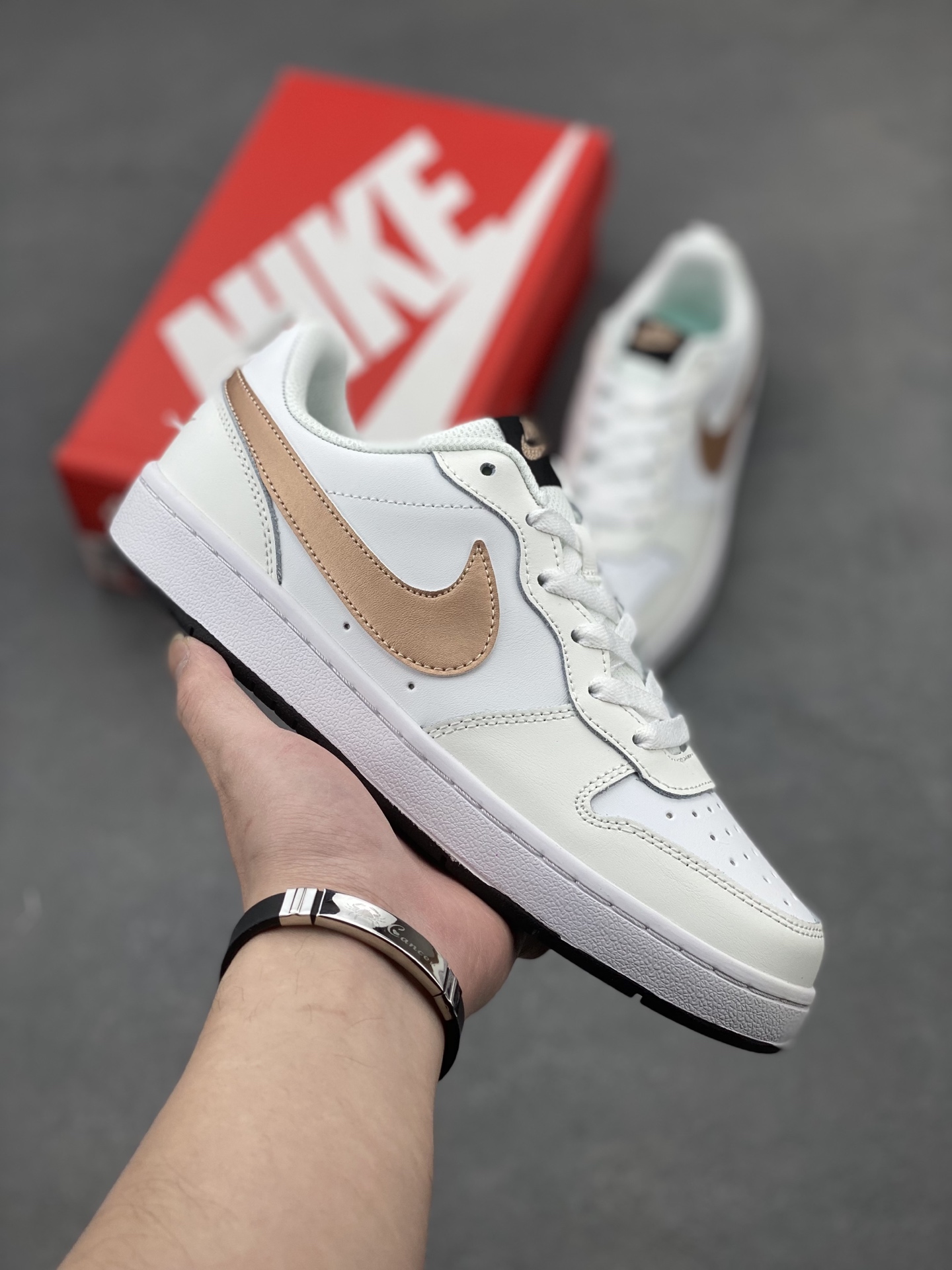 Nike Court Borough Low White/Tan Leather Sneakers - Timeless Style & Comfort 2 i1741711098144 4347 0 0