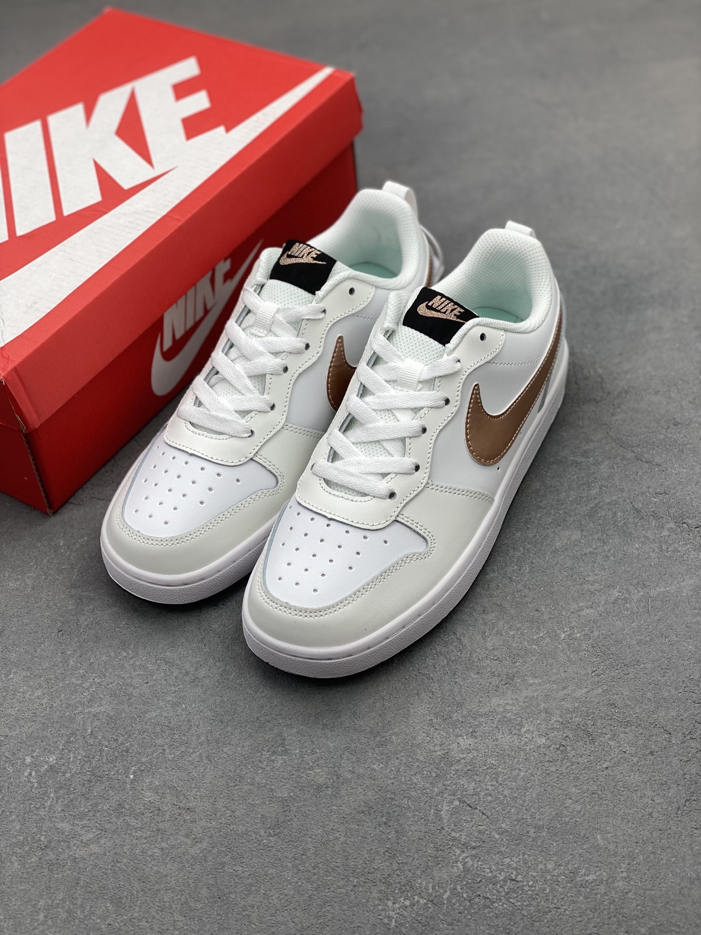Nike Court Borough Low White/Tan Leather Sneakers - Timeless Style & Comfort 9 i1741711107339 8268 0 7