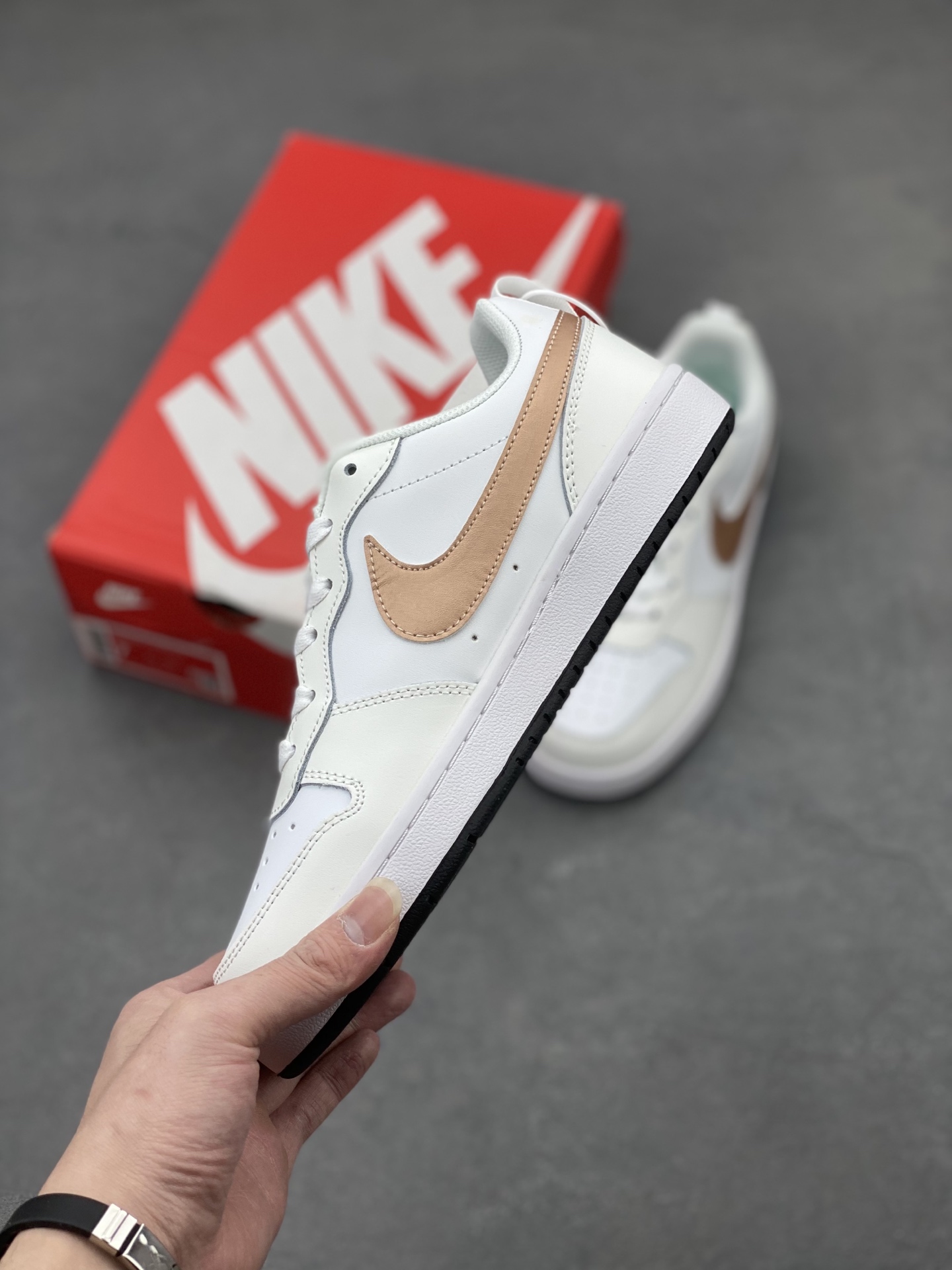 Nike Court Borough Low White/Tan Leather Sneakers - Timeless Style & Comfort 4 i1741711108033 7137 0 2