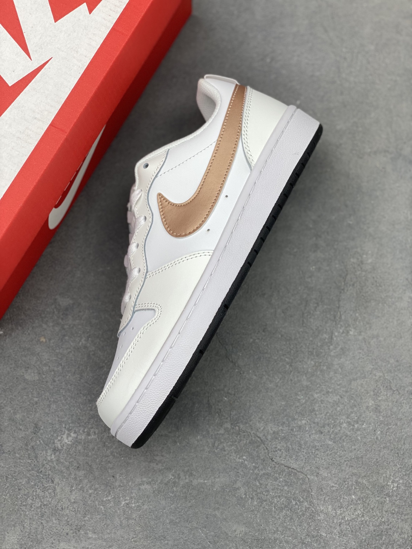 Nike Court Borough Low White/Tan Leather Sneakers - Timeless Style & Comfort 8 i1741711108253 6550 0 6