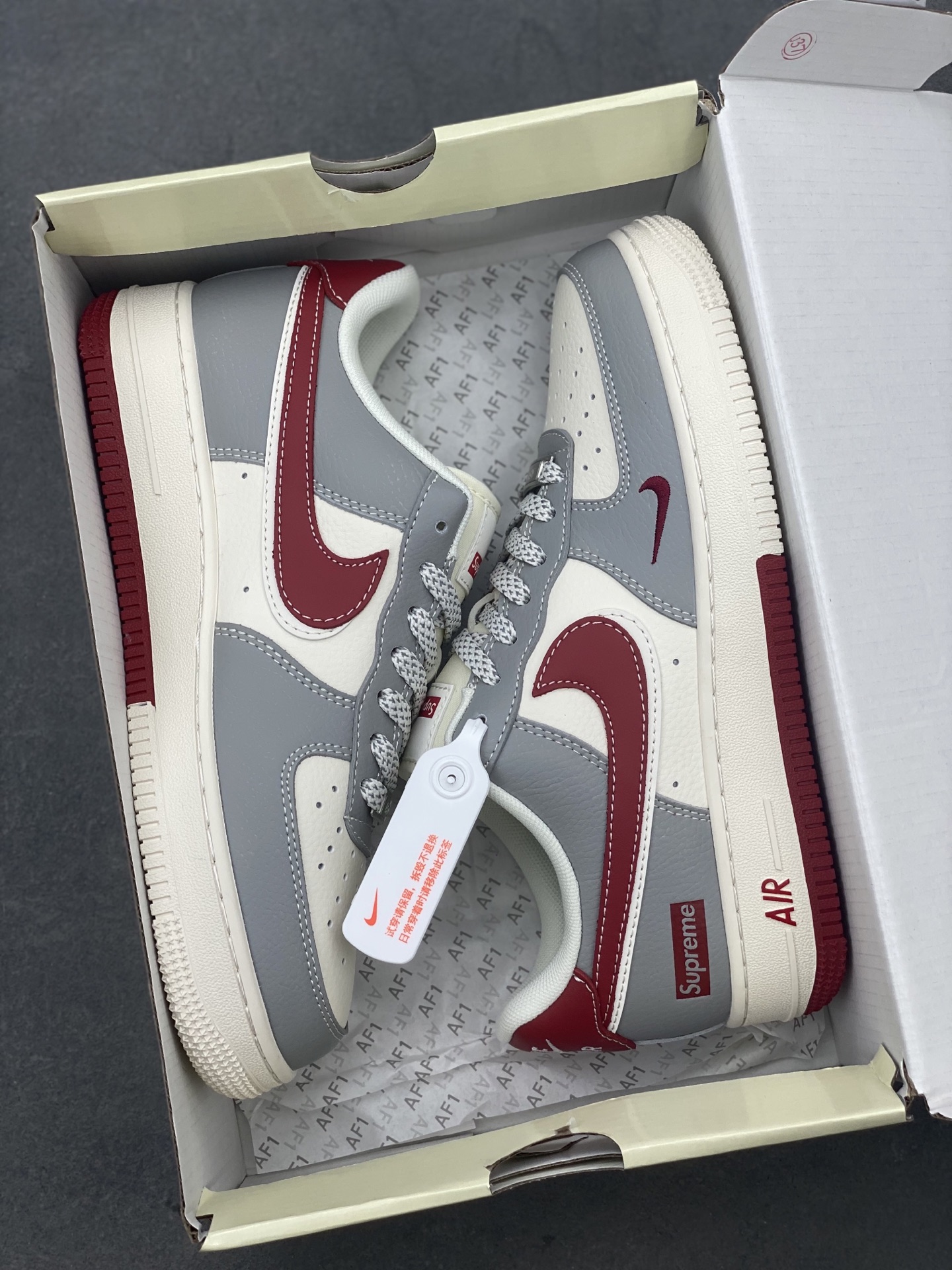 Nike Air Force 1 '07 Low Supreme Collab - Gray/Red Double Swoosh 10 i1742057478757 5564 0 8