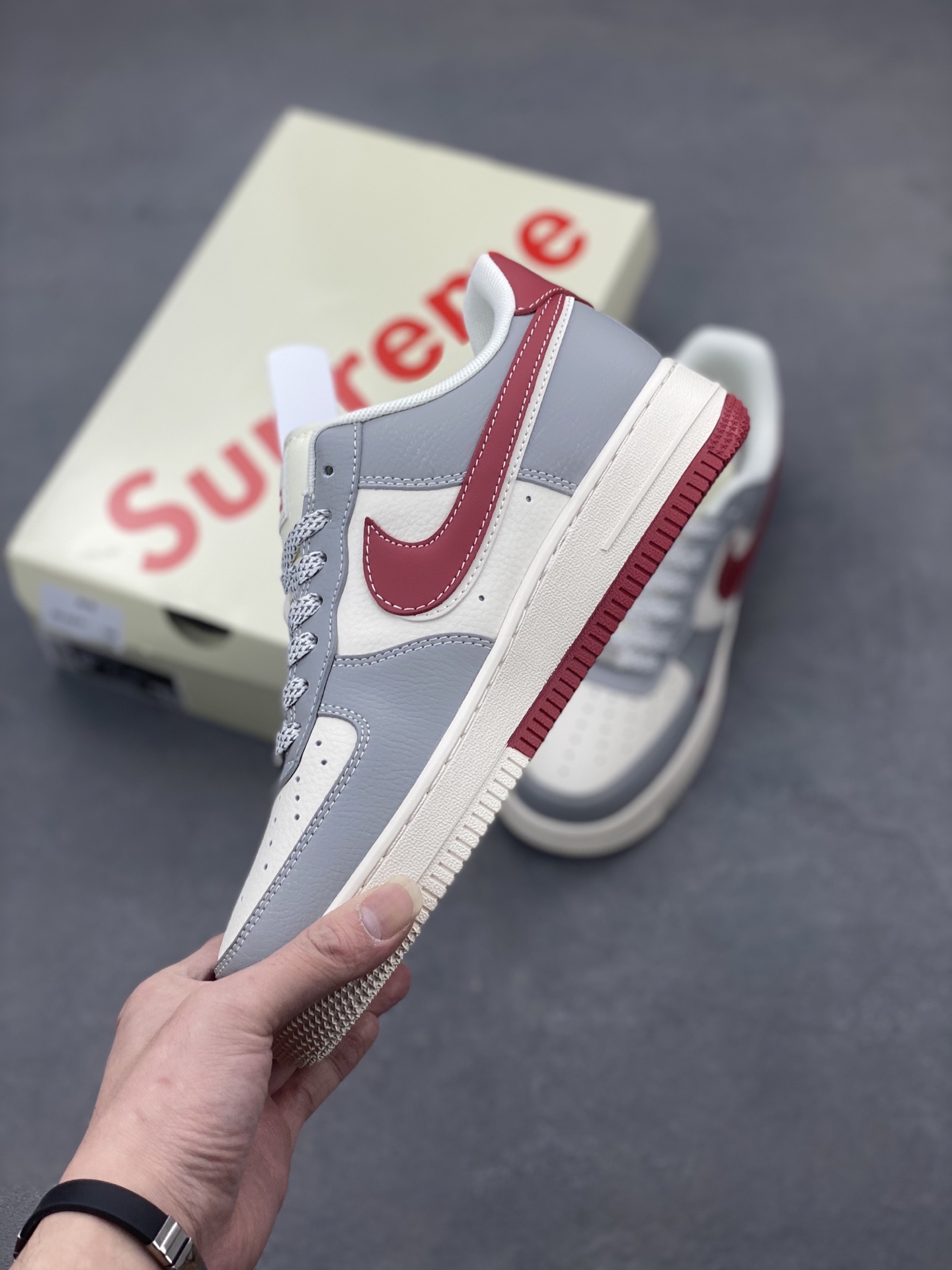 Nike Air Force 1 '07 Low Supreme Collab - Gray/Red Double Swoosh 4 i1742057481045 1927 0 2