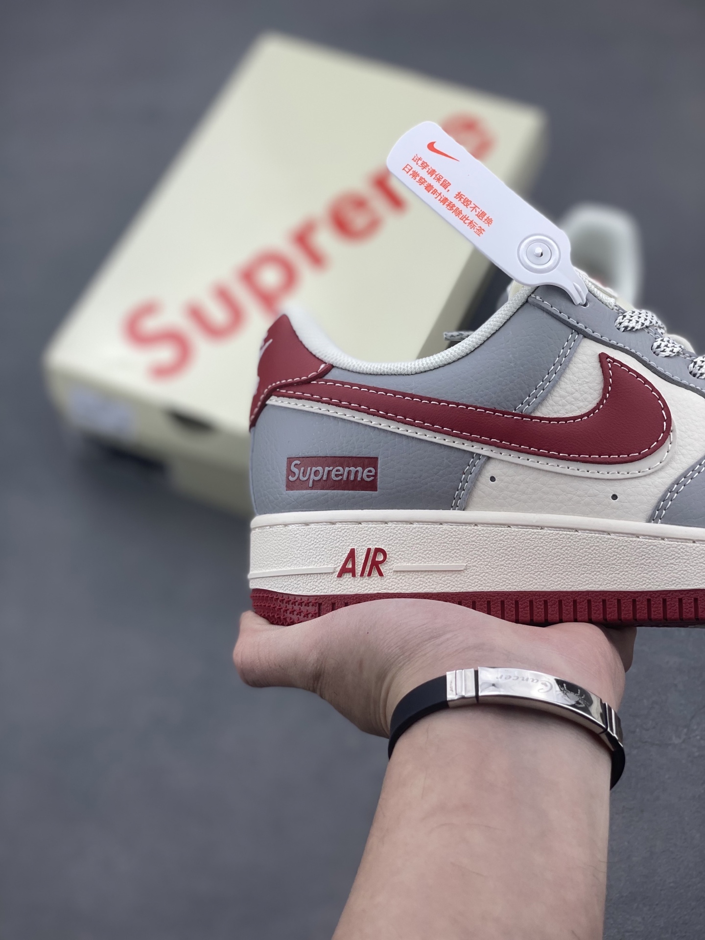 Nike Air Force 1 '07 Low Supreme Collab - Gray/Red Double Swoosh 6 i1742057481063 4980 0 4