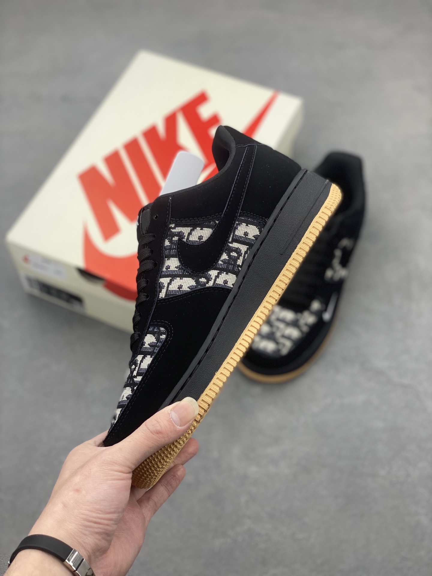 Nike Air Force 1 '07 Low "Dior" Black/Gum Knit Sneakers Limited Edition 4 i1742058083516 6058 0 2