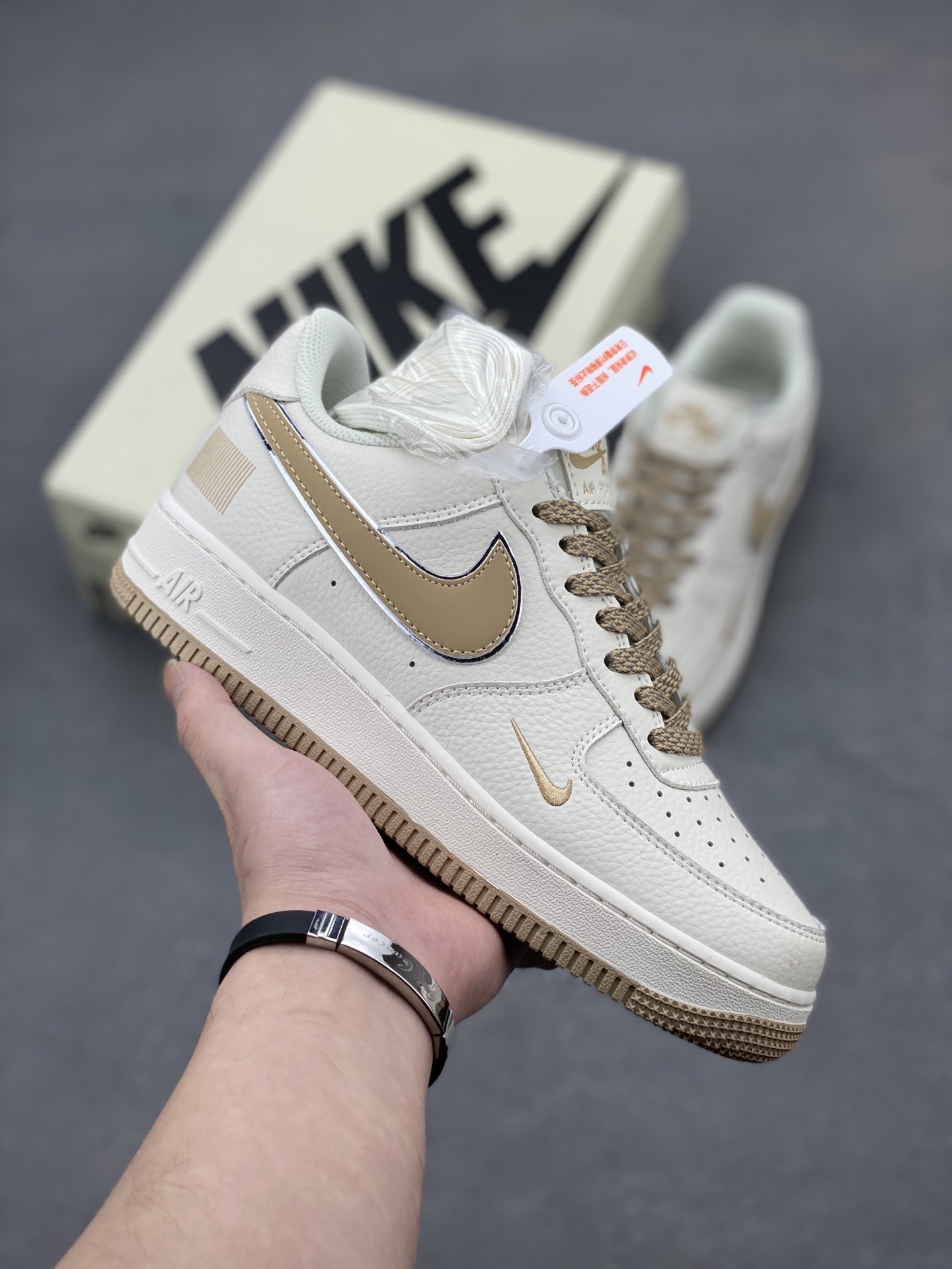Nike Air Force 1 Low '07 "QR Code" Beige Gold Casual Sneakers CU1836-965 2 i1742058409544 9394 0 0
