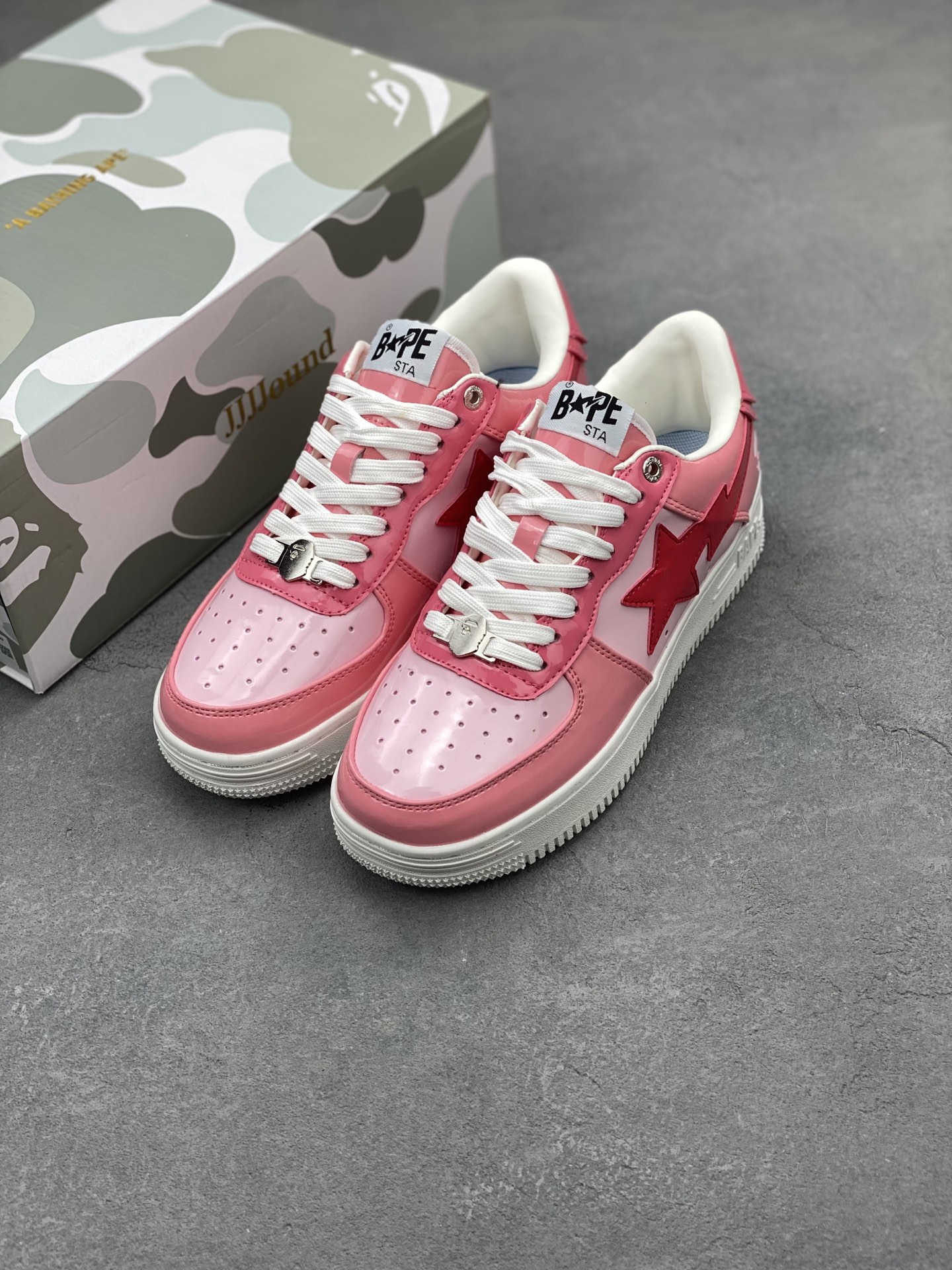 Bape Sta Pink Patent Leather Sneakers Classic Streetwear Style 9 i1742231224088 8617 0 7