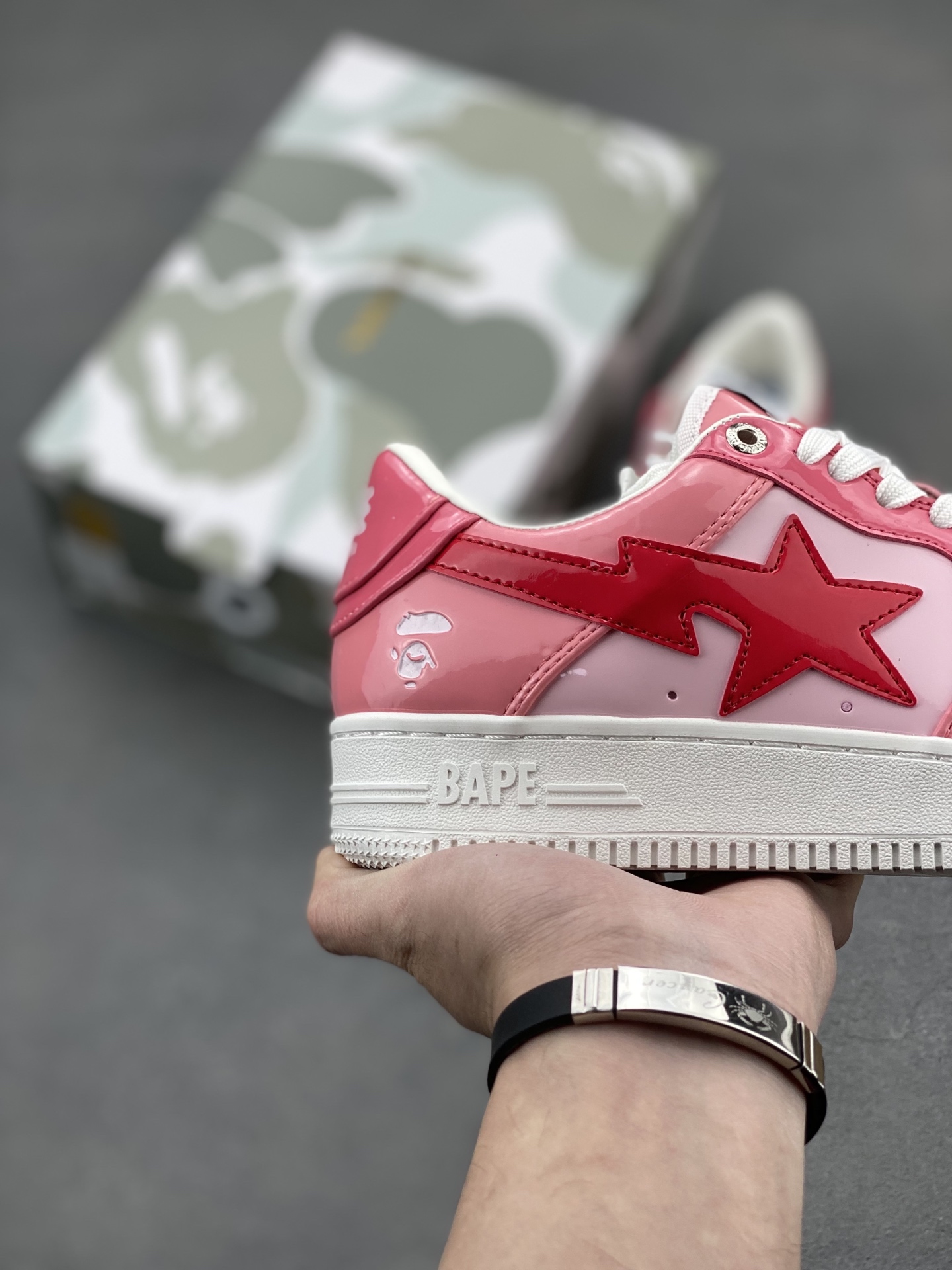 Bape Sta Pink Patent Leather Sneakers Classic Streetwear Style 6 i1742231224168 9419 0 4