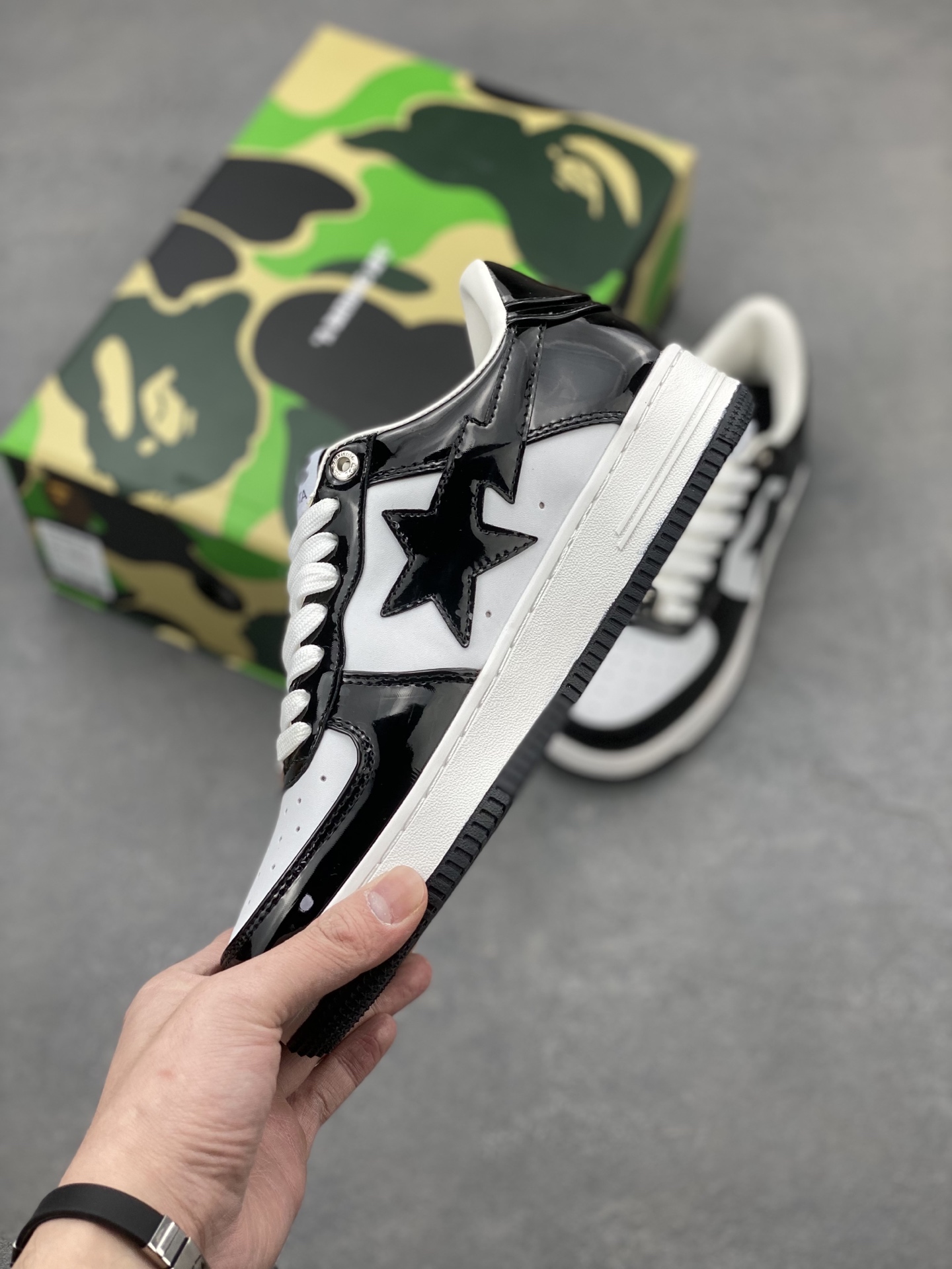 BAPE STA Black & White Leather Sneakers - Classic Street Style 4 i1742231344082 2574 0 2