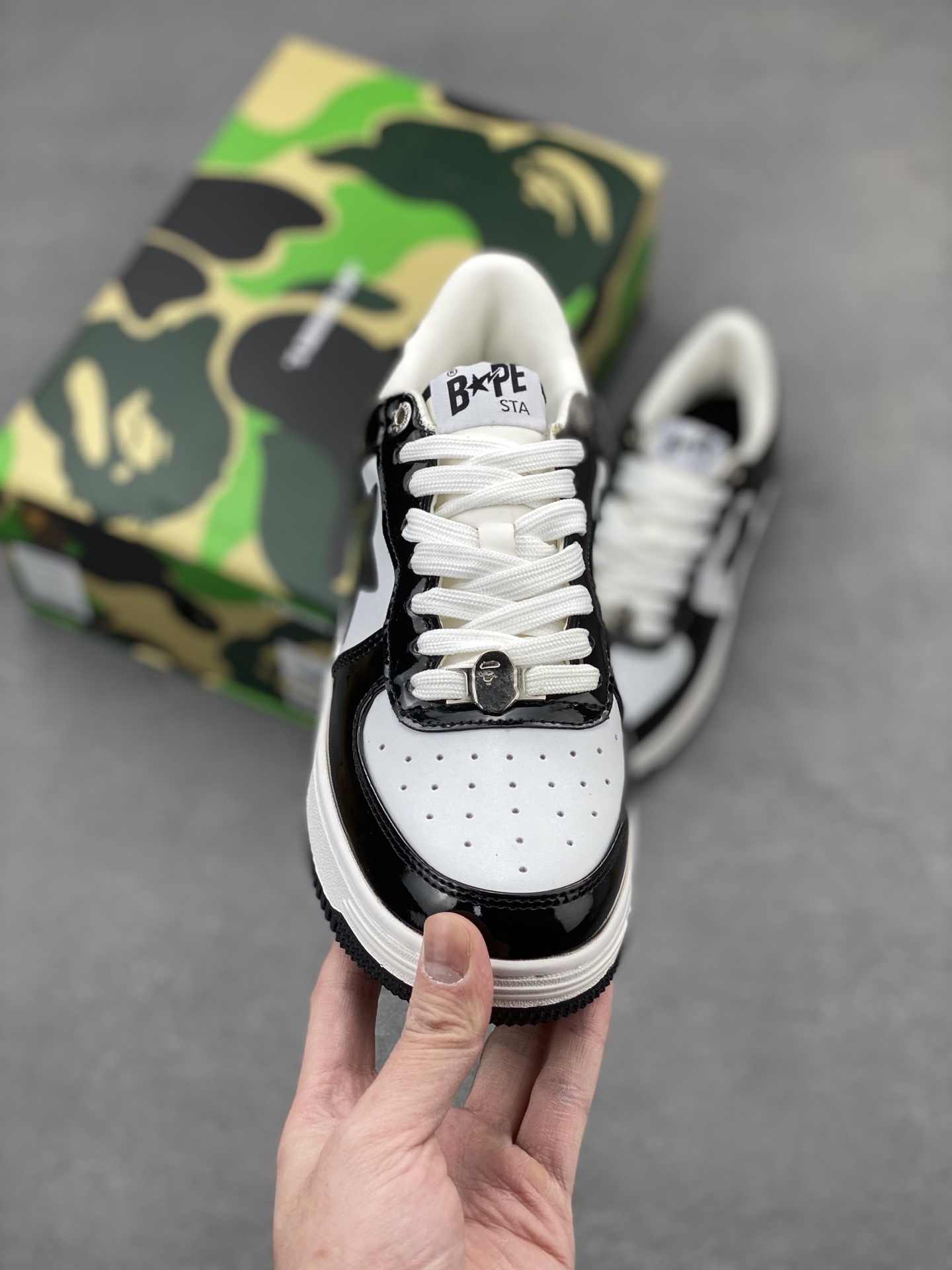 BAPE STA Black & White Leather Sneakers - Classic Street Style 3 i1742231344221 7981 0 1