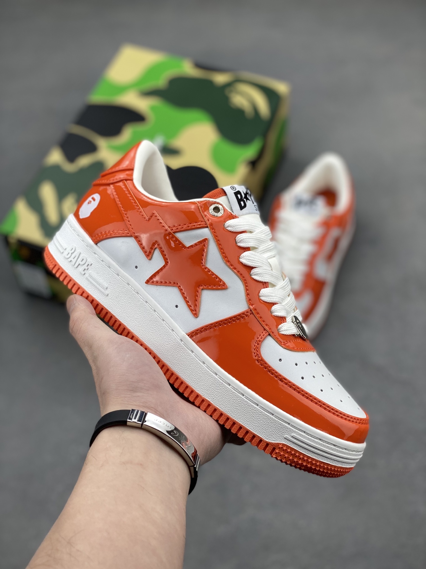 BAPE STA Orange & White Leather Sneakers Iconic Streetwear Style 2 i1742231757958 6652 0 0