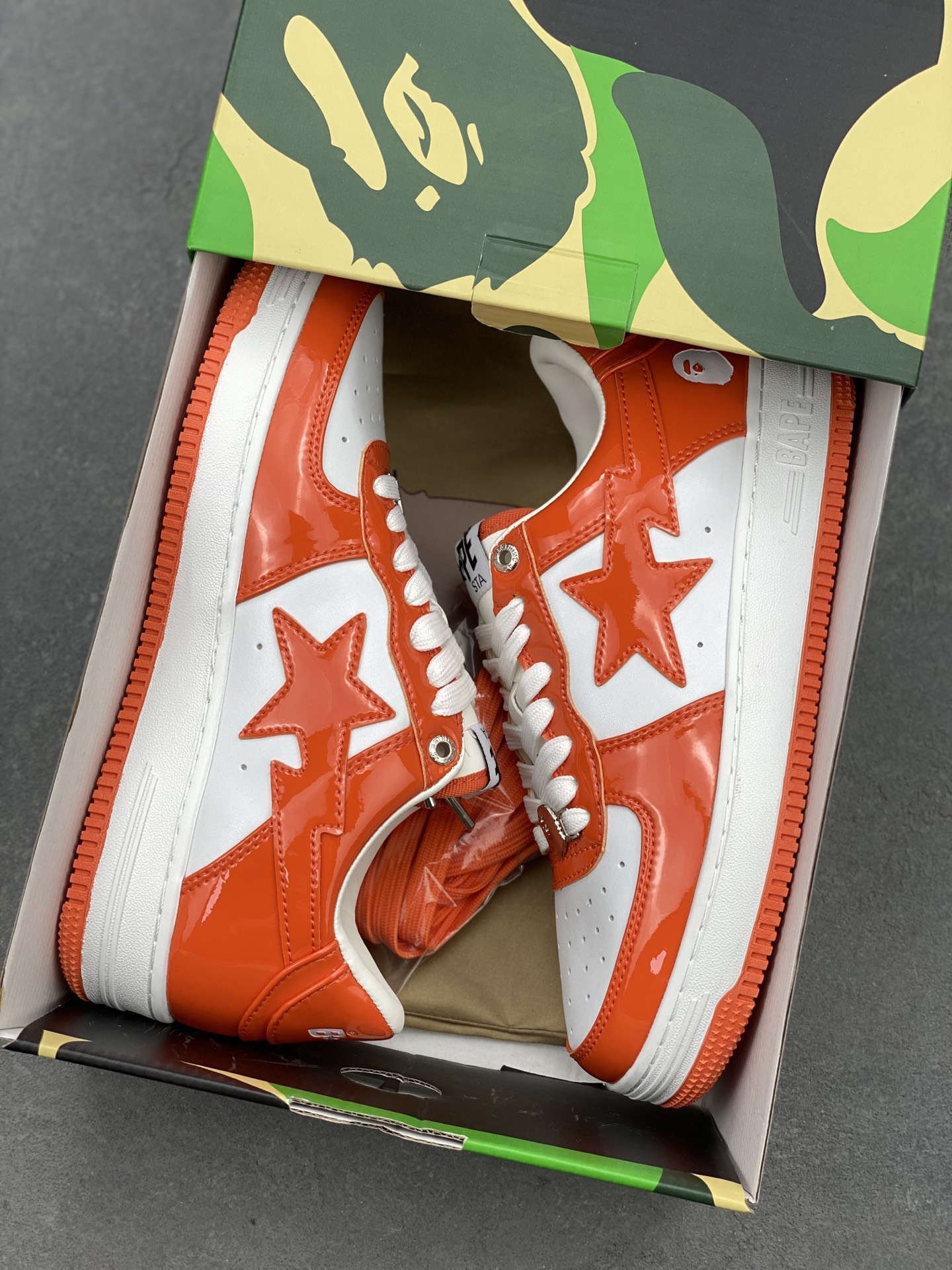 BAPE STA Orange & White Leather Sneakers Iconic Streetwear Style 10 i1742231758853 5156 0 8