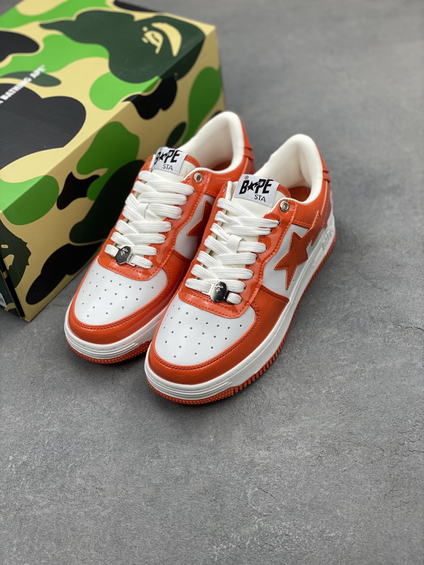 BAPE STA Orange & White Leather Sneakers Iconic Streetwear Style 9 i1742231759514 6639 0 7