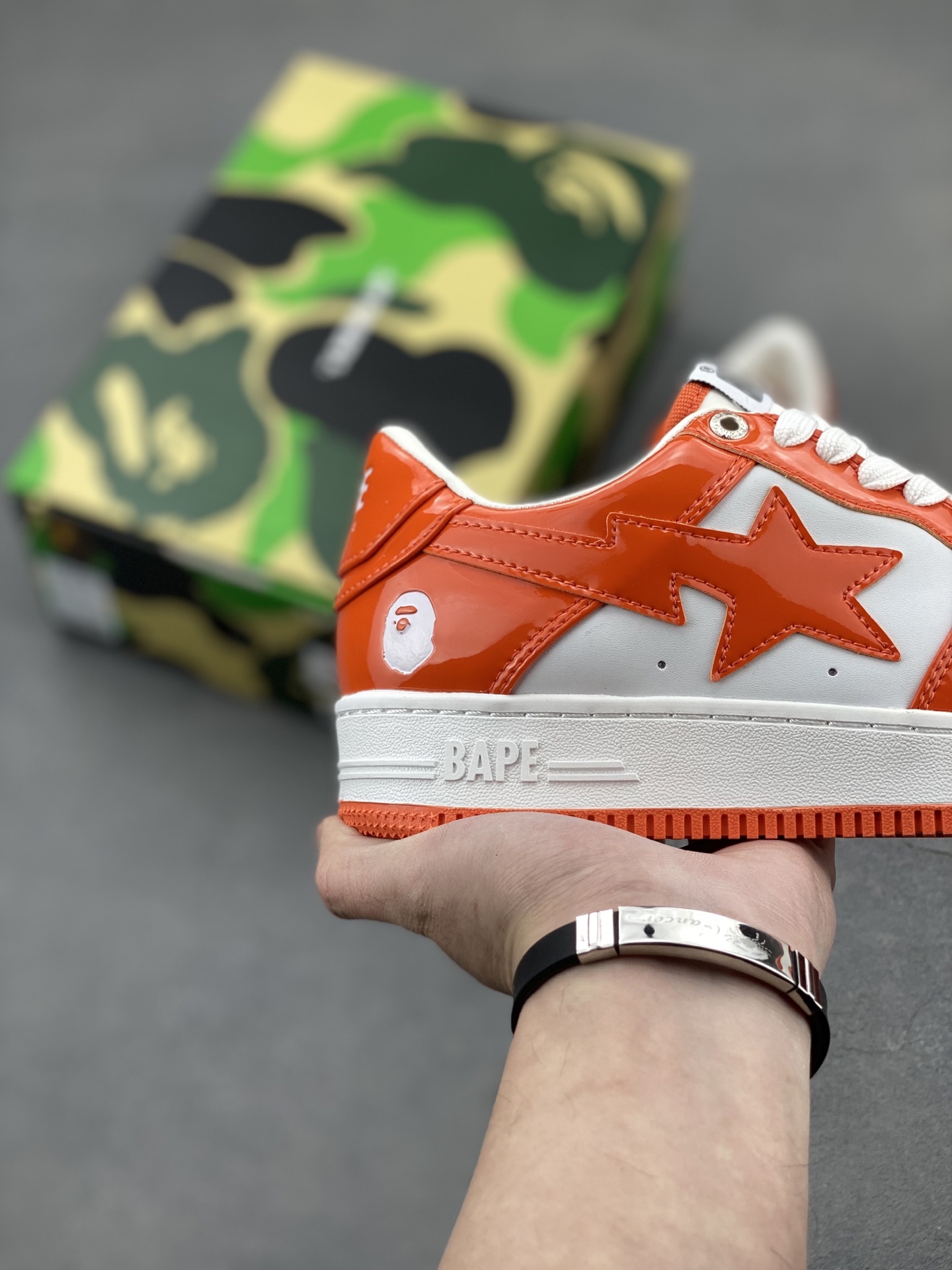BAPE STA Orange & White Leather Sneakers Iconic Streetwear Style 6 i1742231766509 8387 0 4
