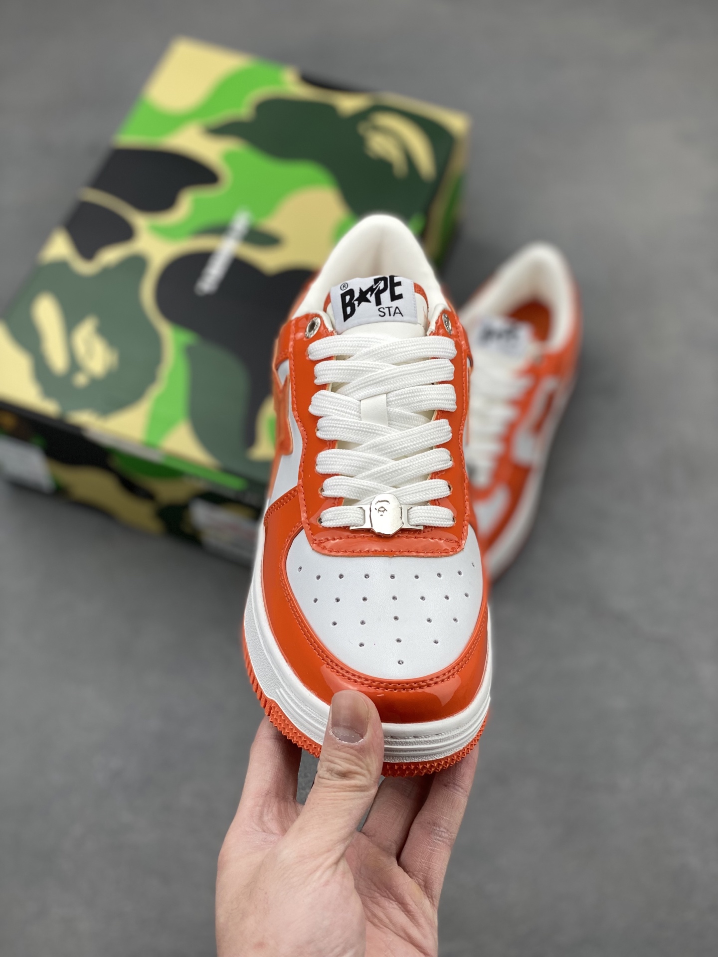 BAPE STA Orange & White Leather Sneakers Iconic Streetwear Style 3 i1742231766548 6731 0 1