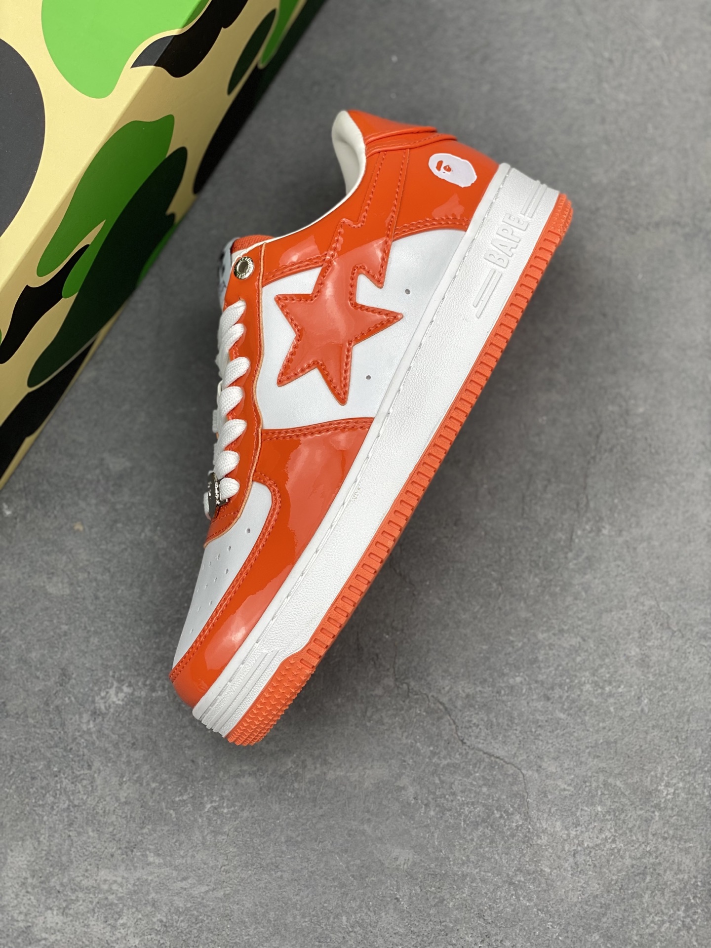 BAPE STA Orange & White Leather Sneakers Iconic Streetwear Style 8 i1742231766581 5488 0 6