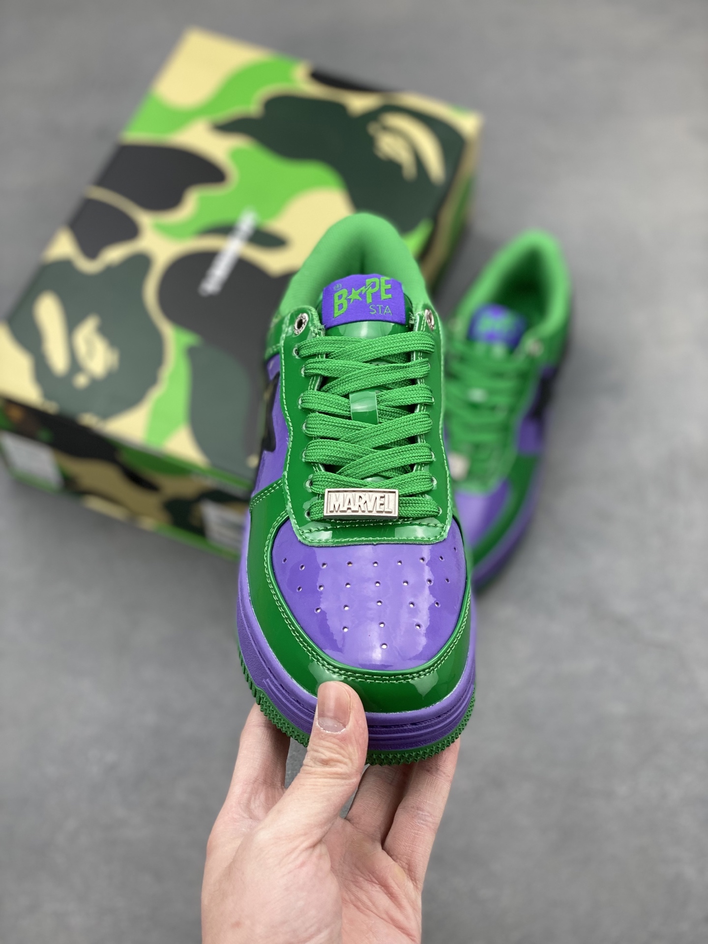 BAPE x Marvel Hulk Sta Low Sneakers Green Purple, Classic Street Style Shoes 3 i1742231857341 9795 0 1