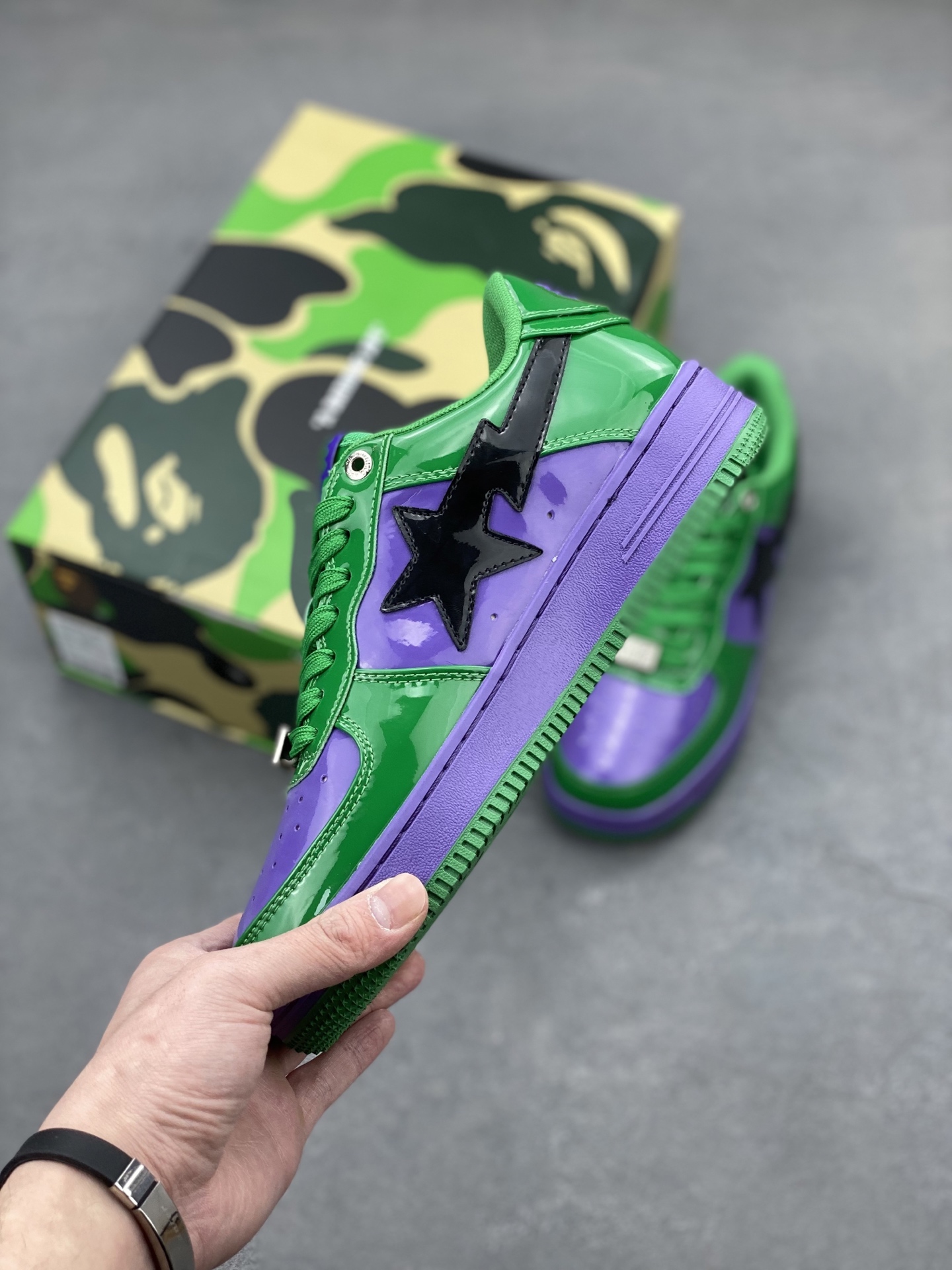 BAPE x Marvel Hulk Sta Low Sneakers Green Purple, Classic Street Style Shoes 4 i1742231858212 4984 0 2