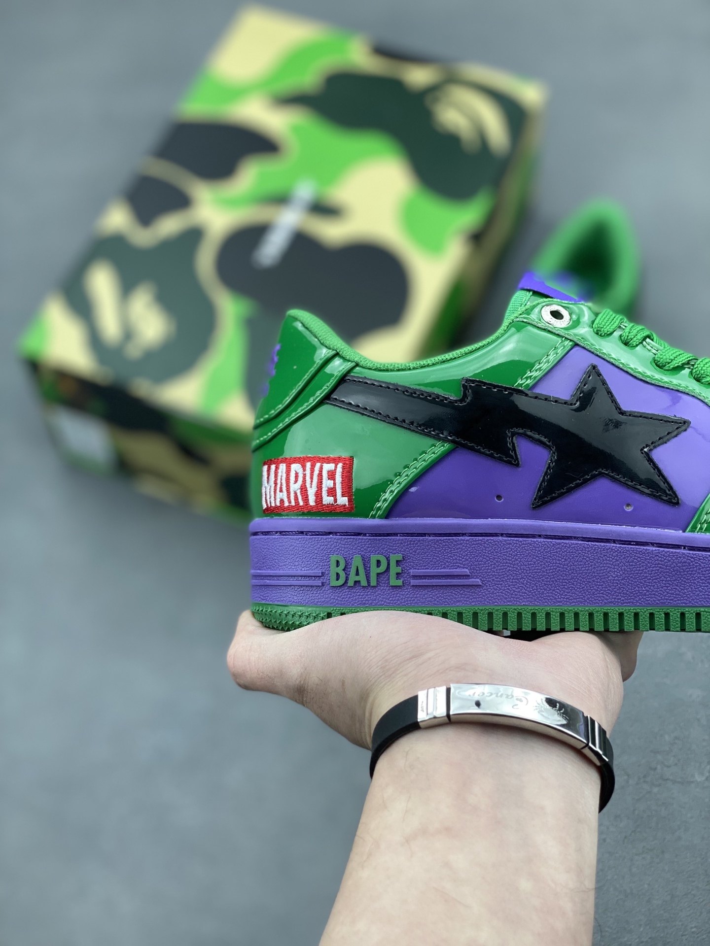BAPE x Marvel Hulk Sta Low Sneakers Green Purple, Classic Street Style Shoes 6 i1742231858872 4232 0 4