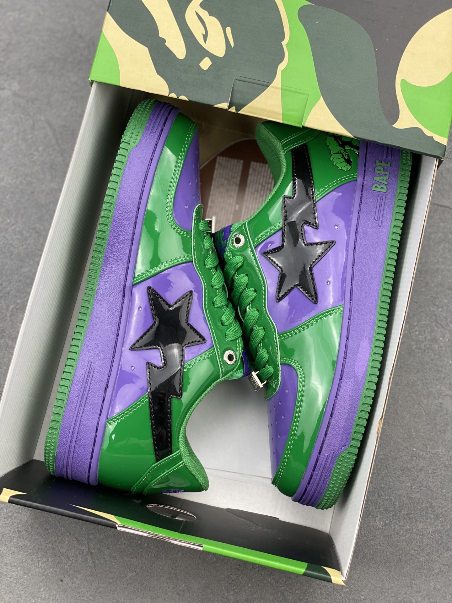 BAPE x Marvel Hulk Sta Low Sneakers Green Purple, Classic Street Style Shoes 10 i1742231859655 8134 0 8