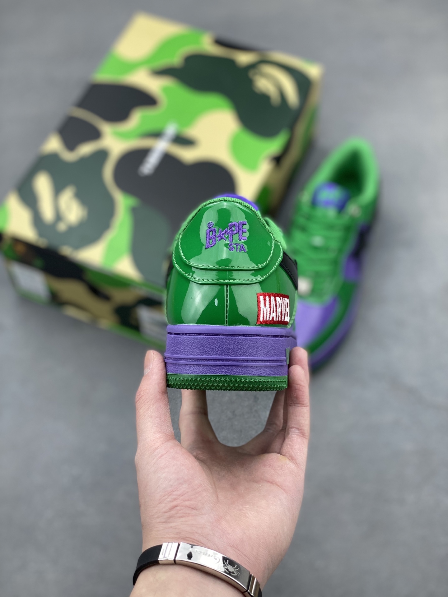 BAPE x Marvel Hulk Sta Low Sneakers Green Purple, Classic Street Style Shoes 5 i1742231867523 8043 0 3