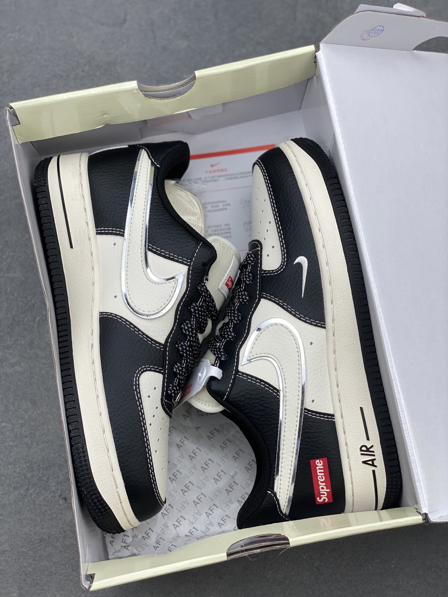 Nike Air Force 1 '07 Low Supreme Collab Sneakers - Black/Silver 10 i1742330764653 2233 0 8