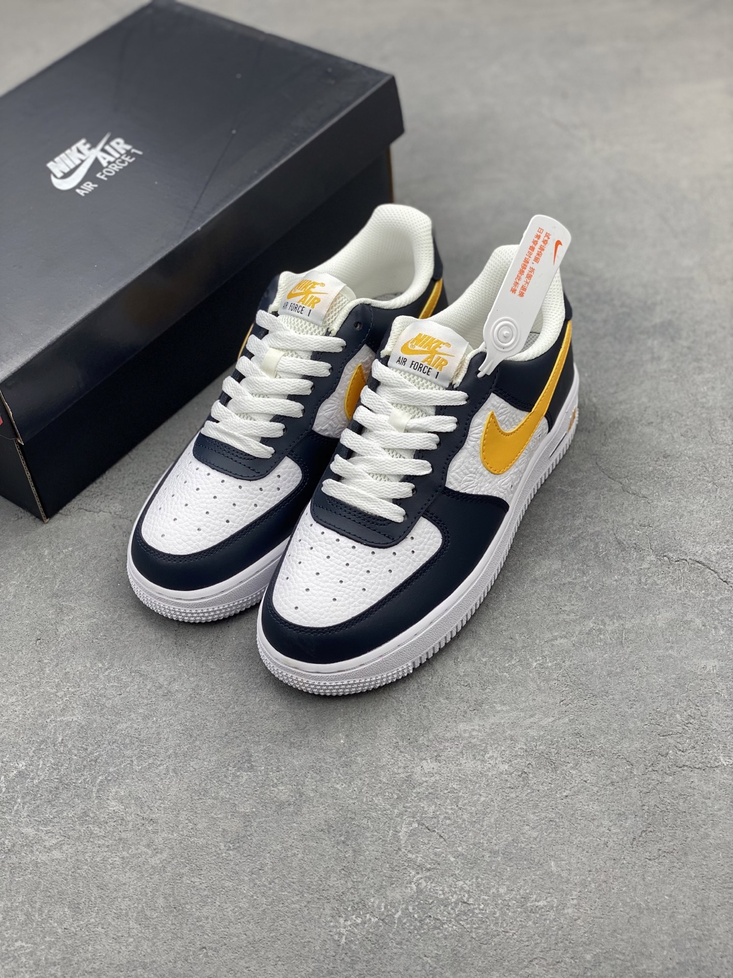 Nike Air Force 1 Low Sneakers - Navy Blue & Yellow Accents 9 i1742331787126 1932 0 7