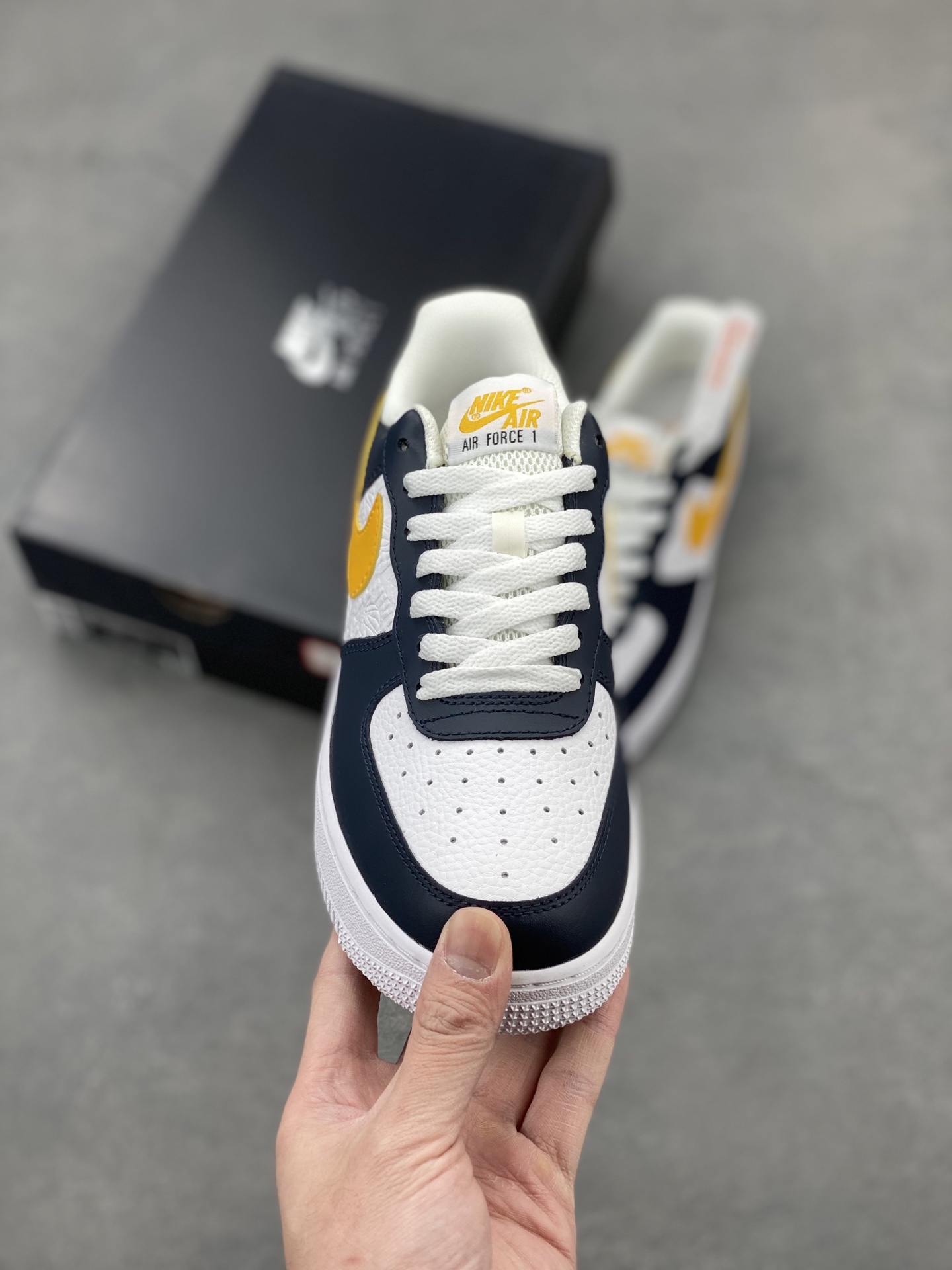 Nike Air Force 1 Low Sneakers - Navy Blue & Yellow Accents 3 i1742331787228 2052 0 1