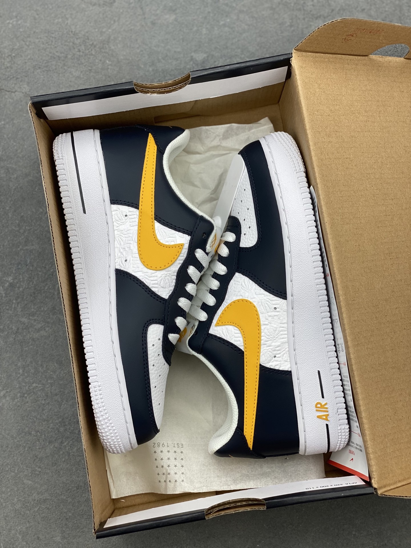 Nike Air Force 1 Low Sneakers - Navy Blue & Yellow Accents 10 i1742331789830 4604 0 8