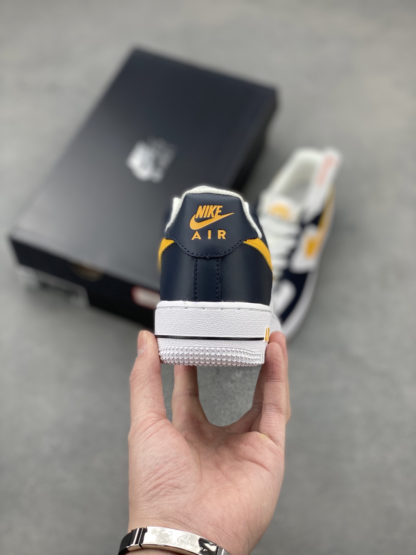 Nike Air Force 1 Low Sneakers - Navy Blue & Yellow Accents 5 i1742331789830 9488 0 3