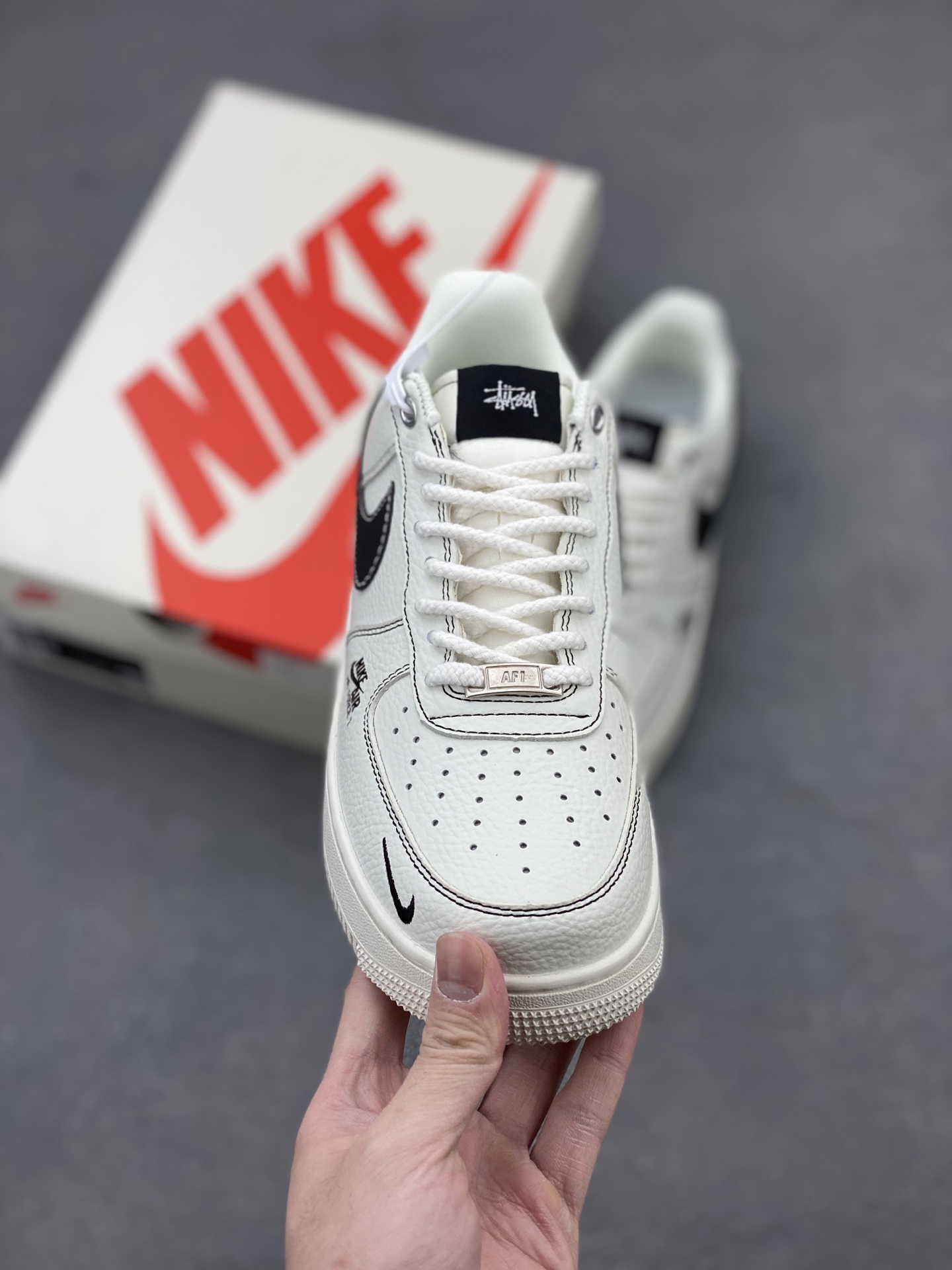 Nike Air Force 1 '07 Low Stussy Collab Sneakers - White/Black 3 i1742400472415 6031 0 1