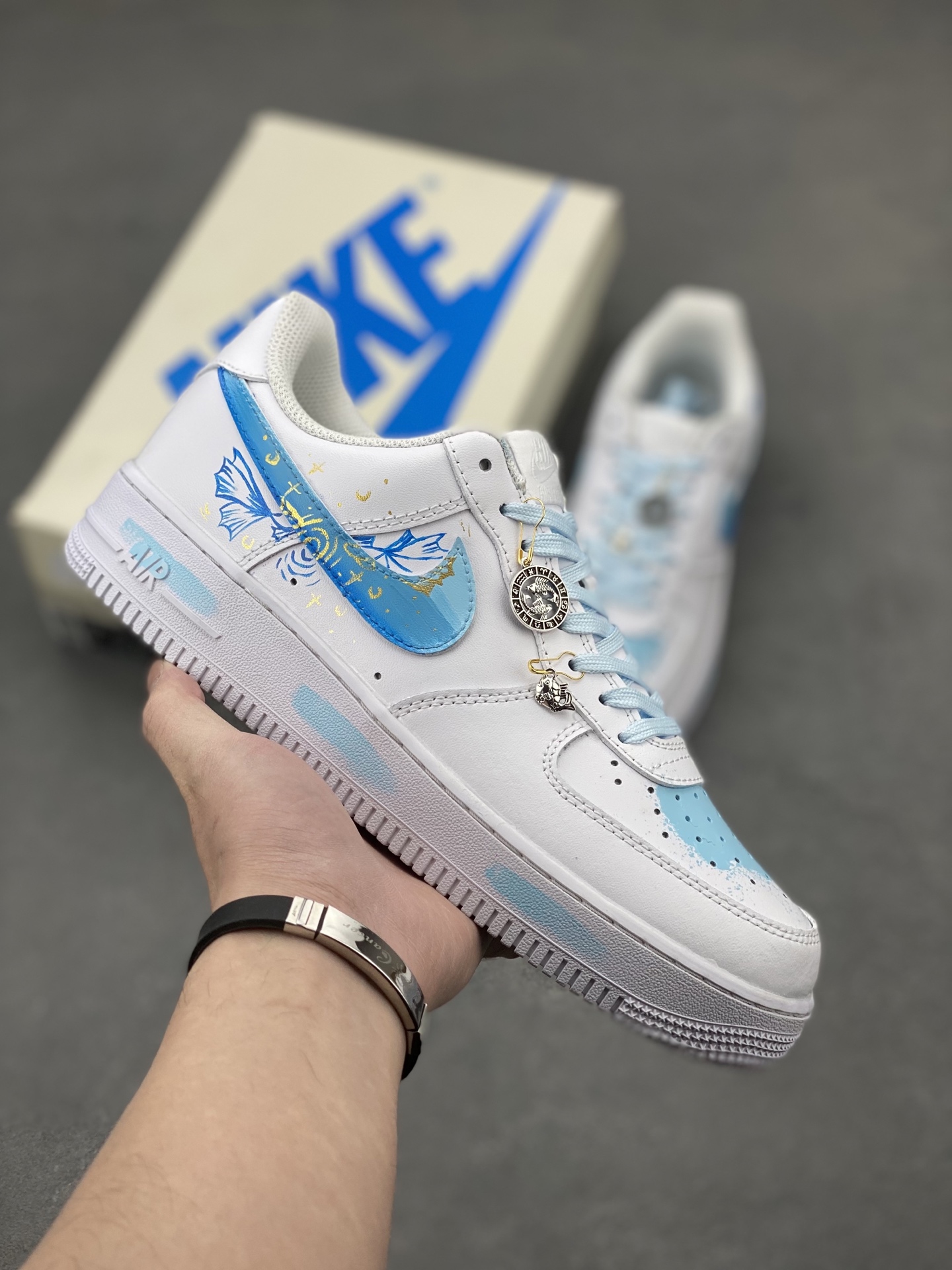 Nike Air Force 1 '07 Low White/Blue Custom Sneakers Limited Edition - Size 36-45 2 i1742400522499 7712 0 0