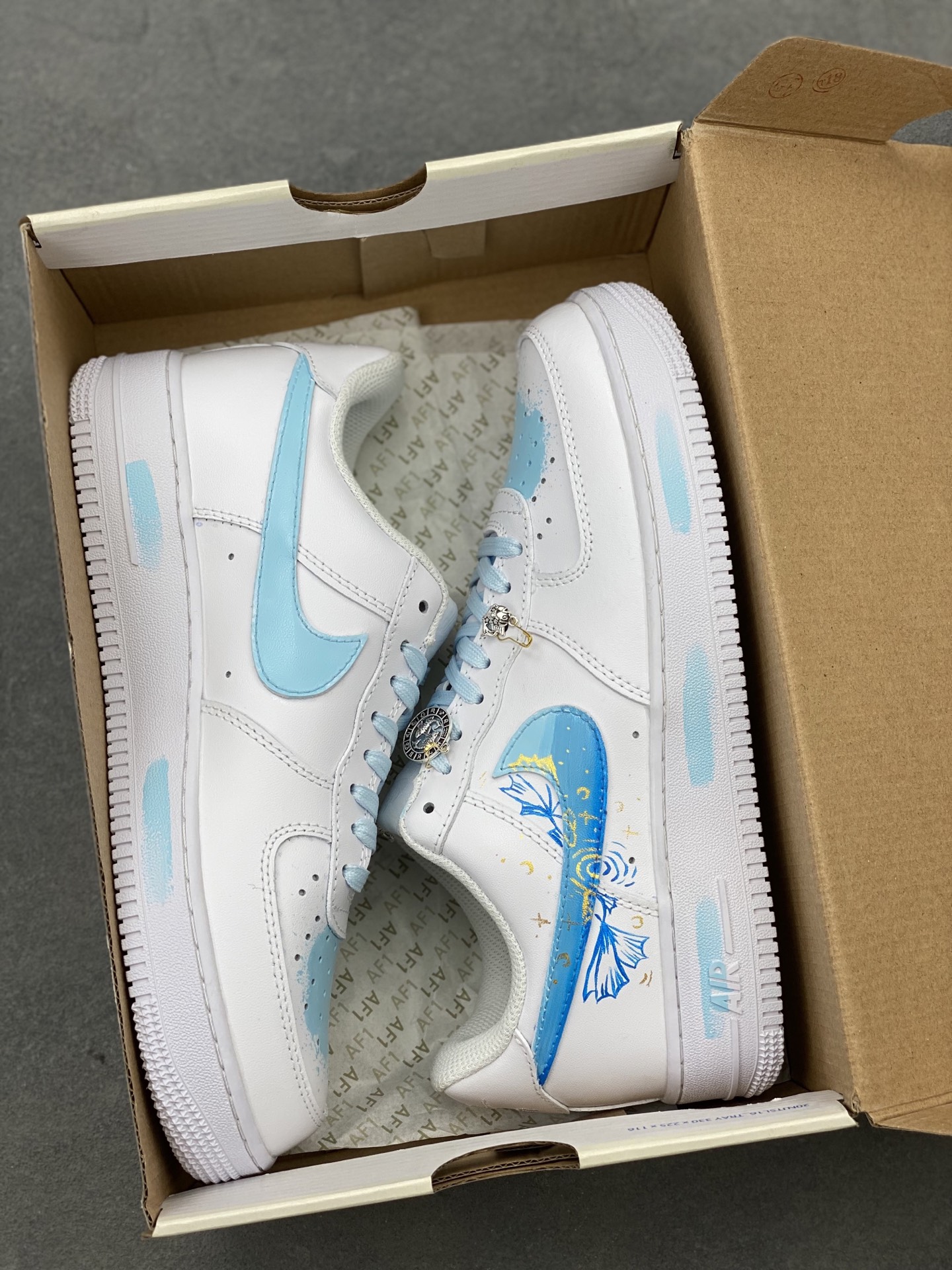 Nike Air Force 1 '07 Low White/Blue Custom Sneakers Limited Edition - Size 36-45 10 i1742400522512 2867 0 8