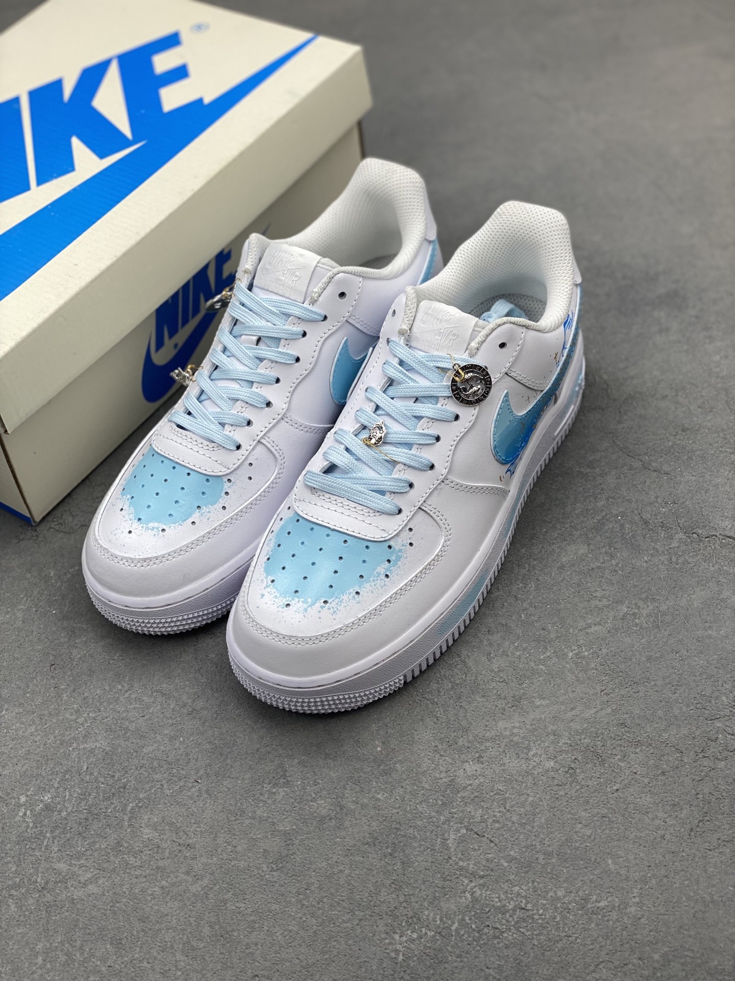 Nike Air Force 1 '07 Low White/Blue Custom Sneakers Limited Edition - Size 36-45 9 i1742400523372 3481 0 7