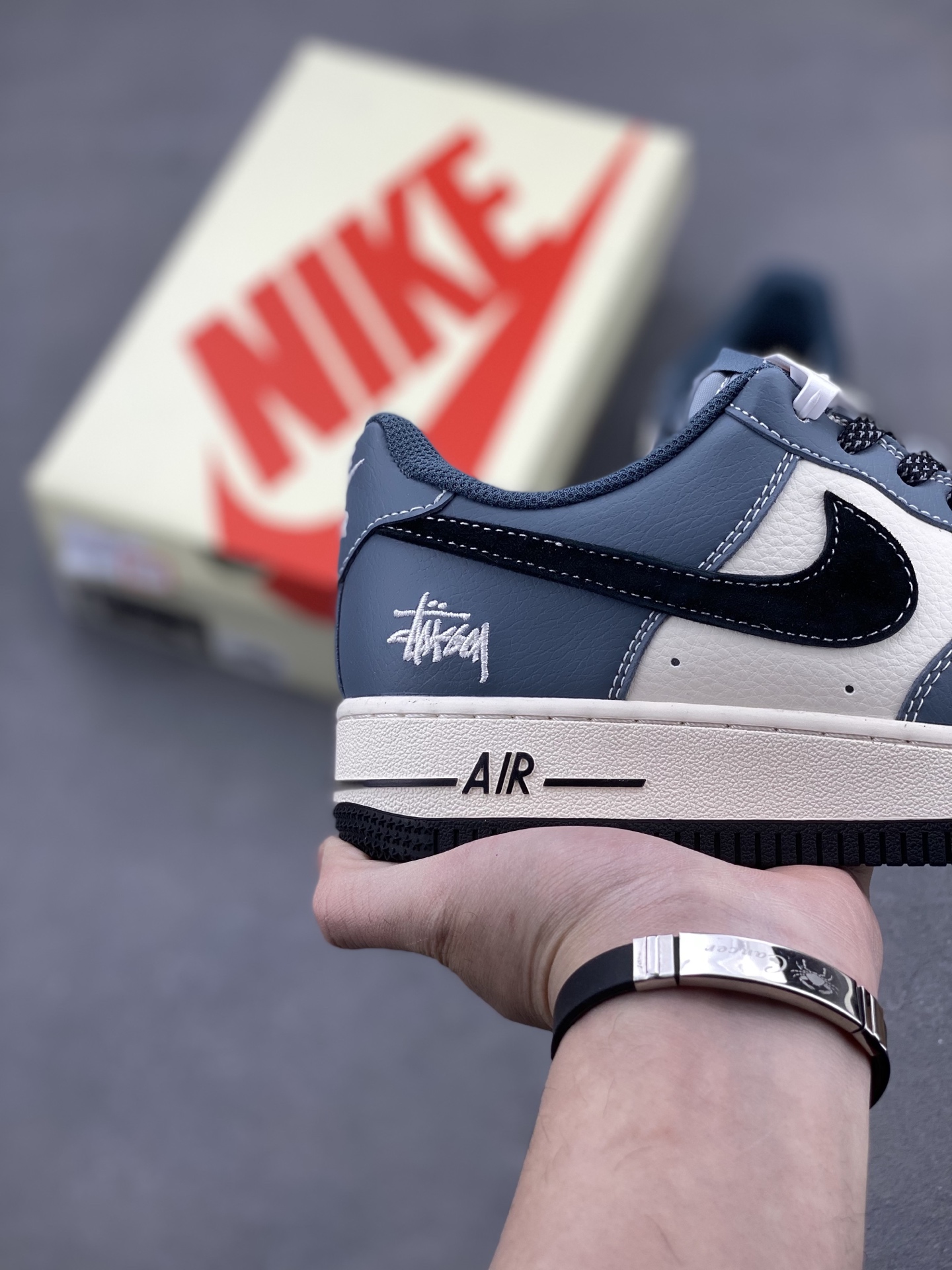 Nike Air Force 1 '07 Low Stussy Collab - Blue/Black, Limited Edition Shoe 6 i1742400887650 5401 0 4