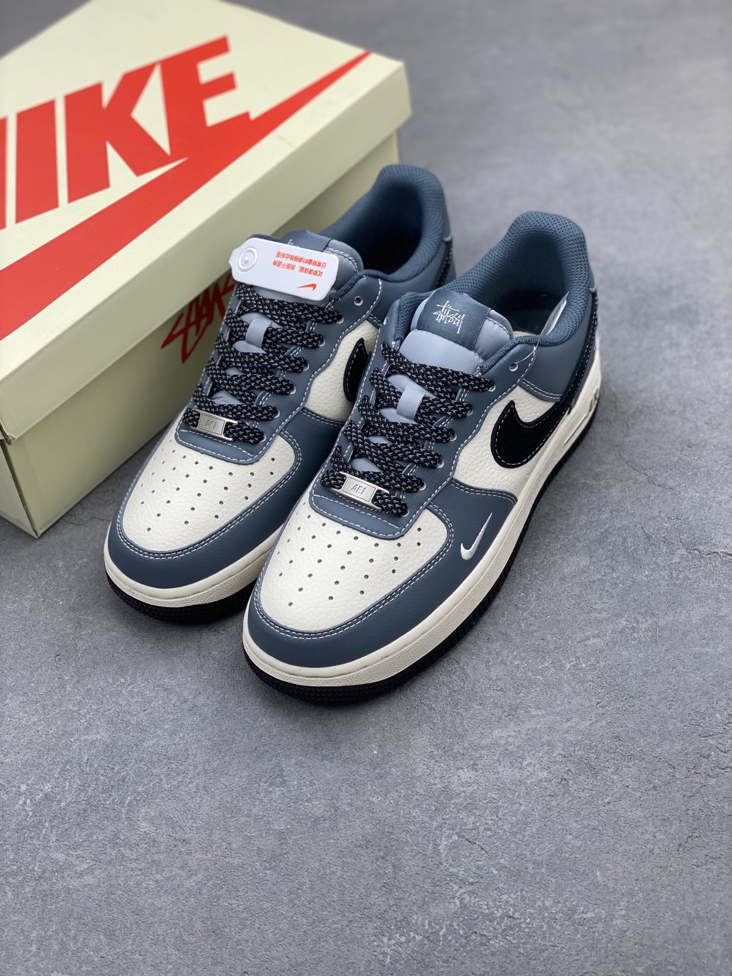 Nike Air Force 1 '07 Low Stussy Collab - Blue/Black, Limited Edition Shoe 9 i1742400900382 7396 0 7